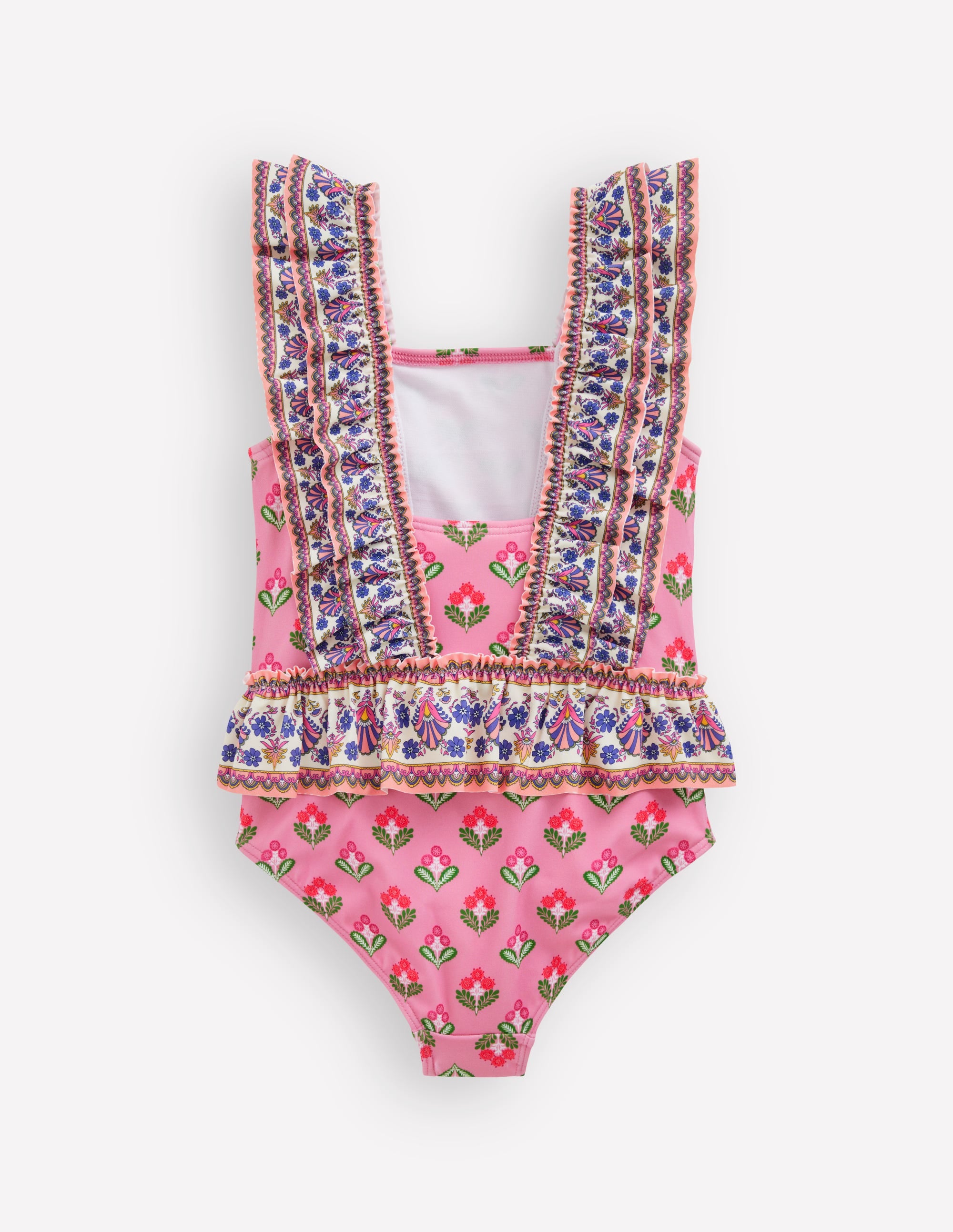 水着・ラッシュガード Pui flower peplum swimsuit Frill Peplum Swimsuit-Pink Multi Woodblock | Boden USA