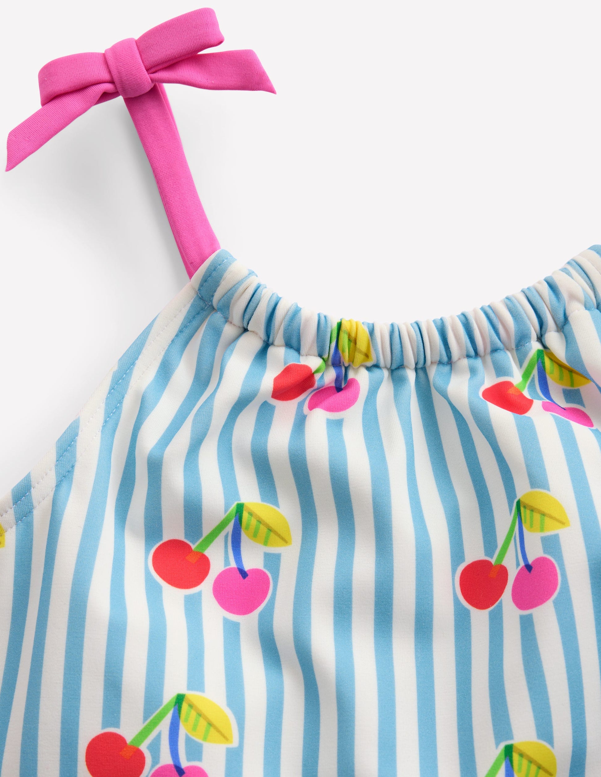 Tie Shoulder Swimsuit-Cloud Blue Stripe Cherries-6