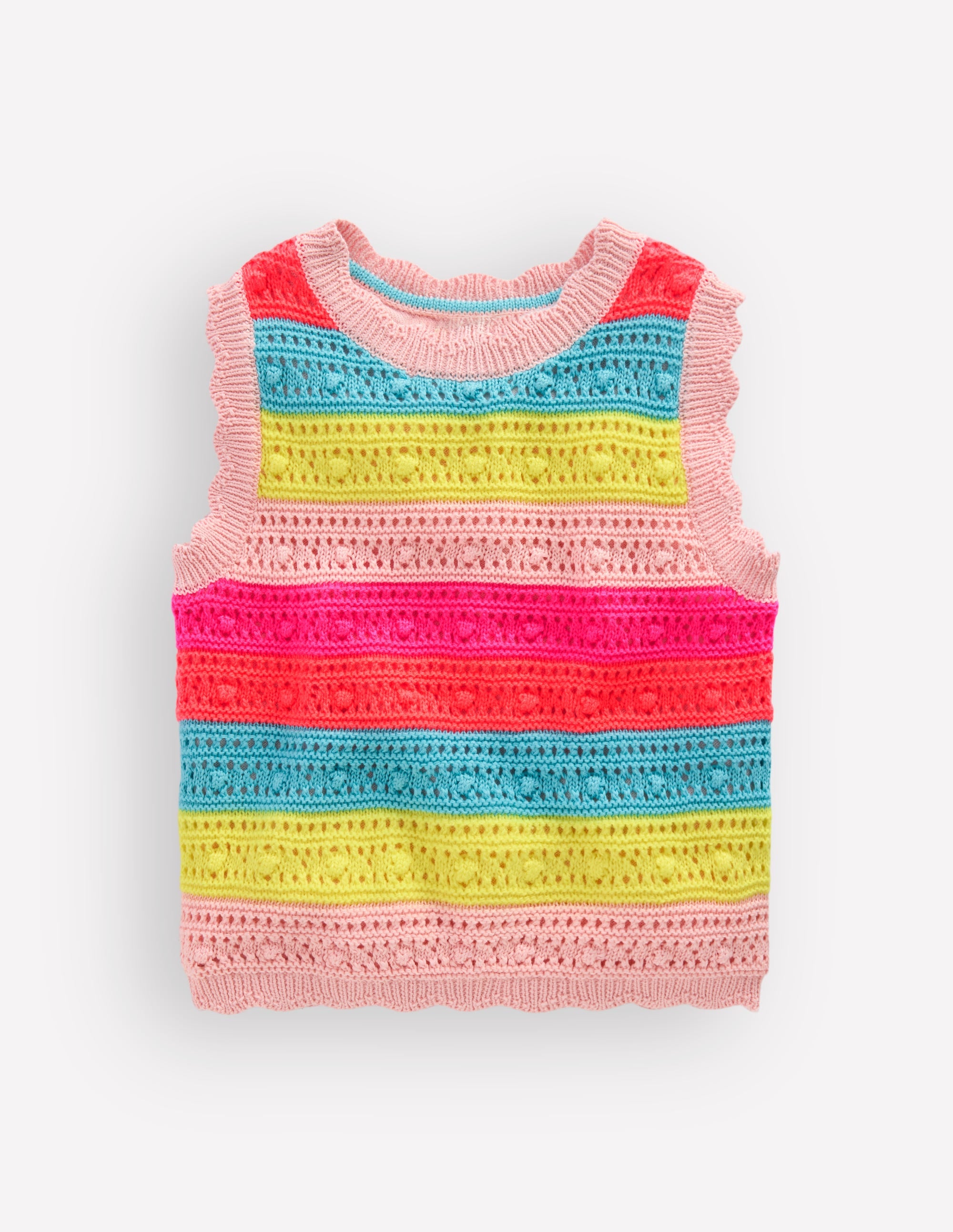 Pointelle Knitted Vest - Neon Stripe | Boden USA