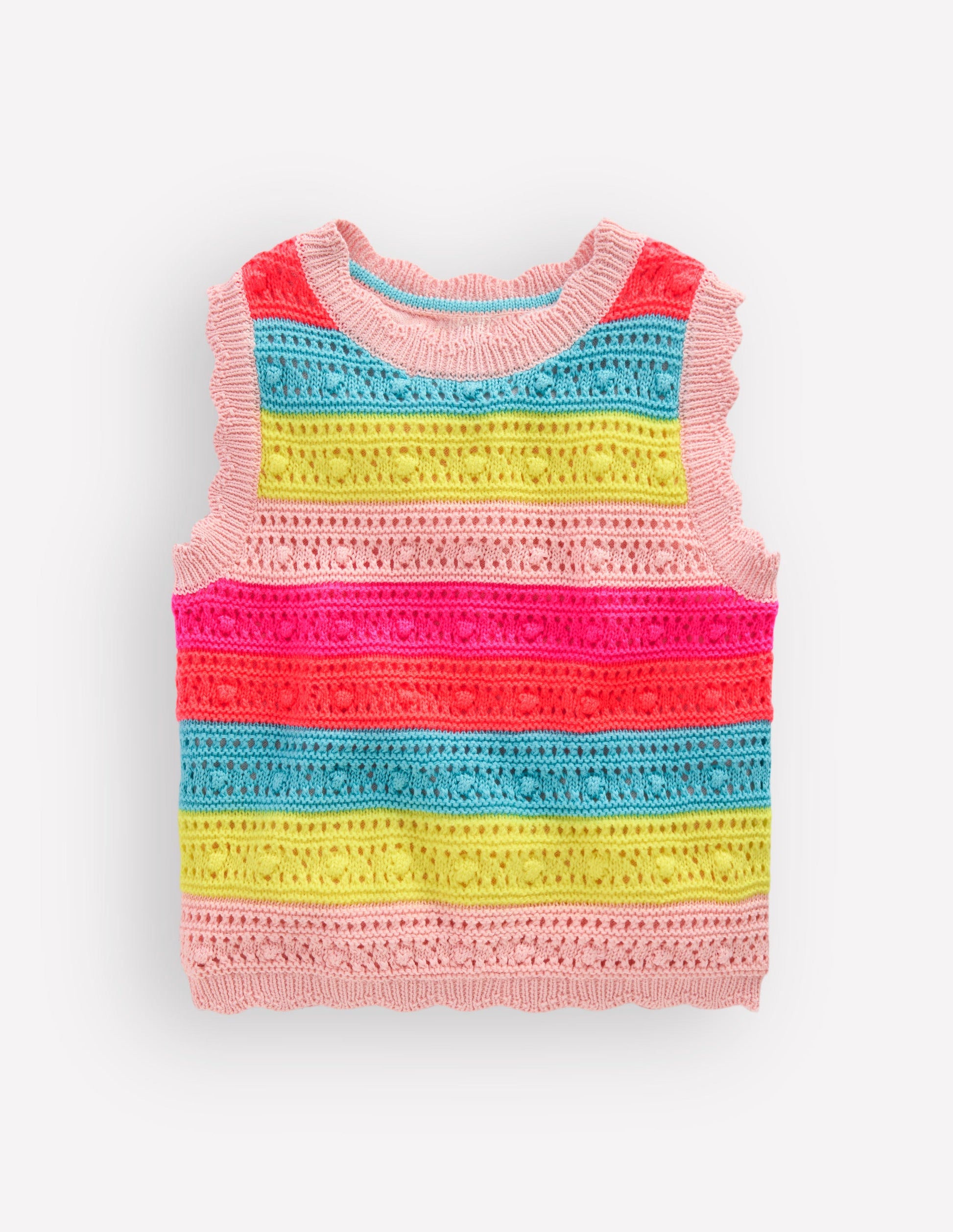 Pointelle Knitted Vest-Neon Stripe-1