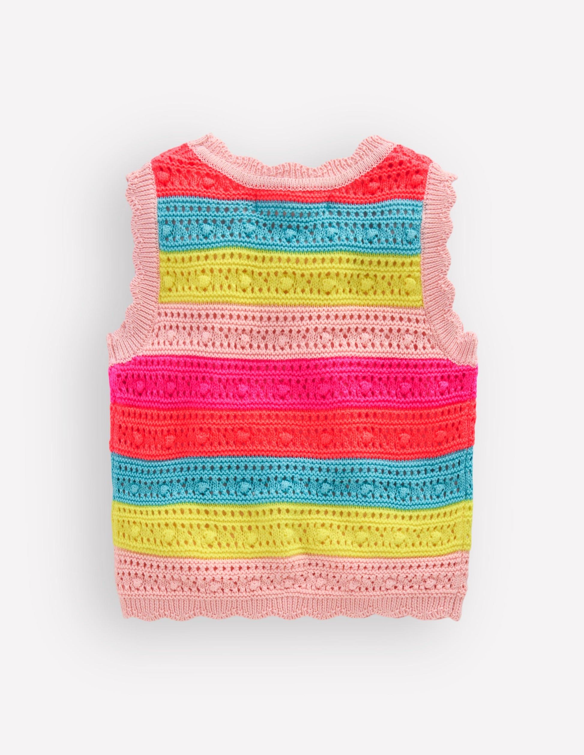 Pointelle Knitted Vest-Neon Stripe-2