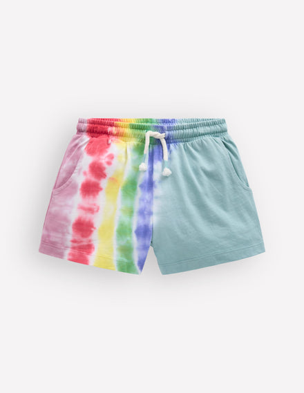 Tie Dye Logo Shorts-Dawn Blue Rainbow