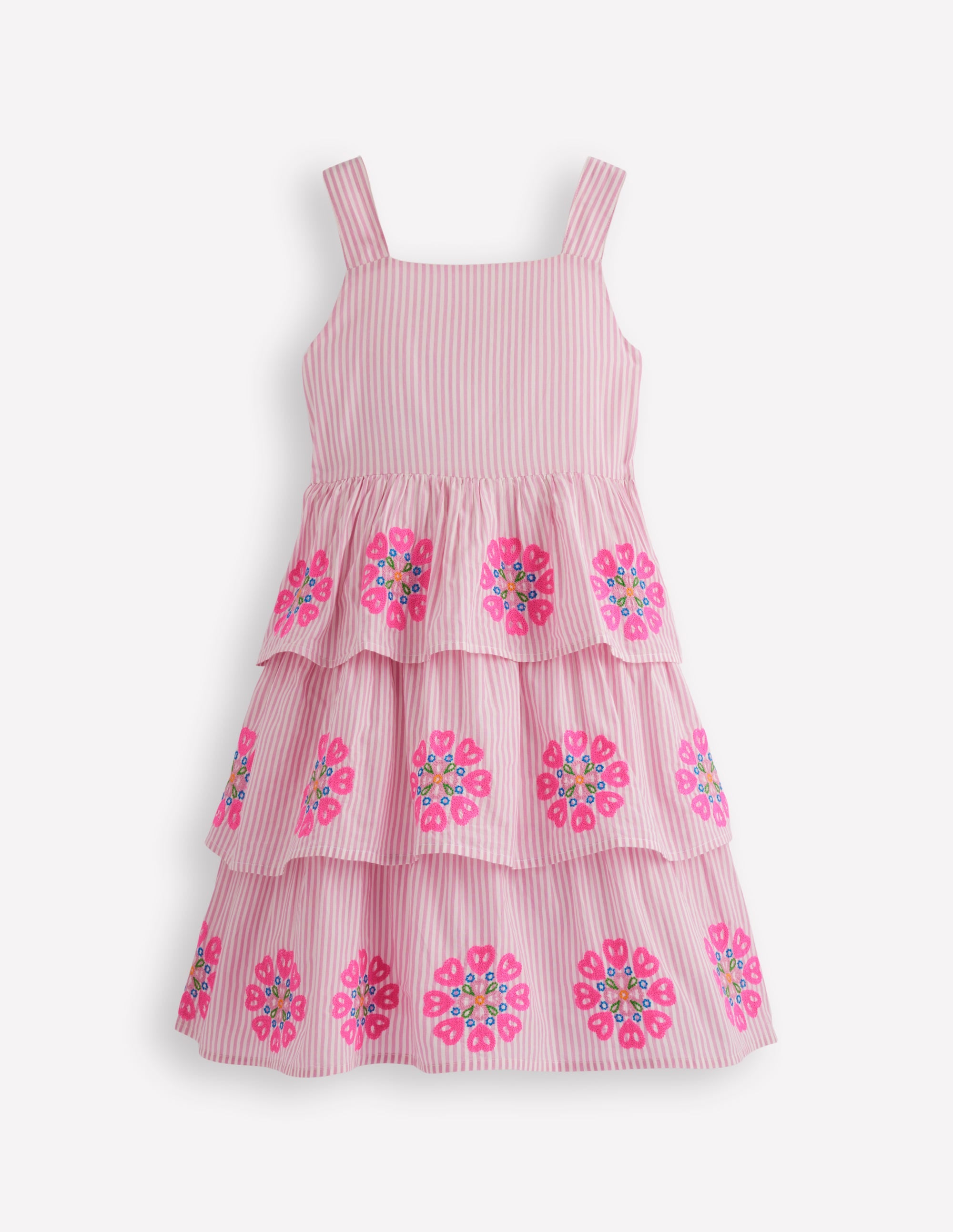 Tiered Embroidered Dress-Formica Pink Stripe - Image 1