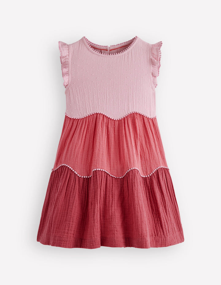 Double Cloth Twirly Dress-Spring Blossom Colourblock