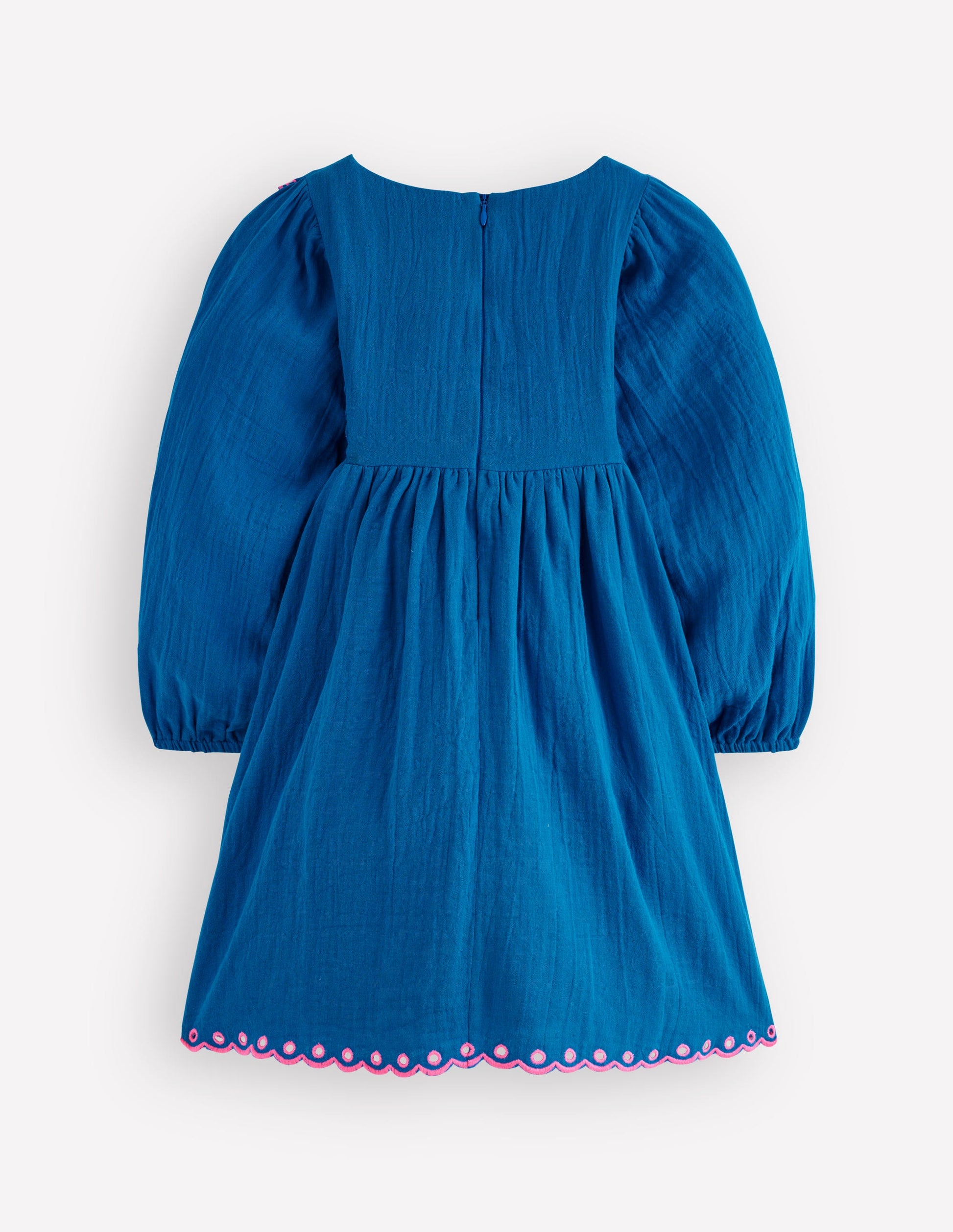 Embroidered Woven Dress-Kingfisher Blue-2