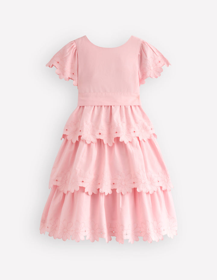 Flower Hem Occasion Dress-Pink