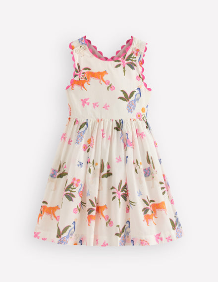 Harper Cross-Back Dress-Soft Ivory Jungle