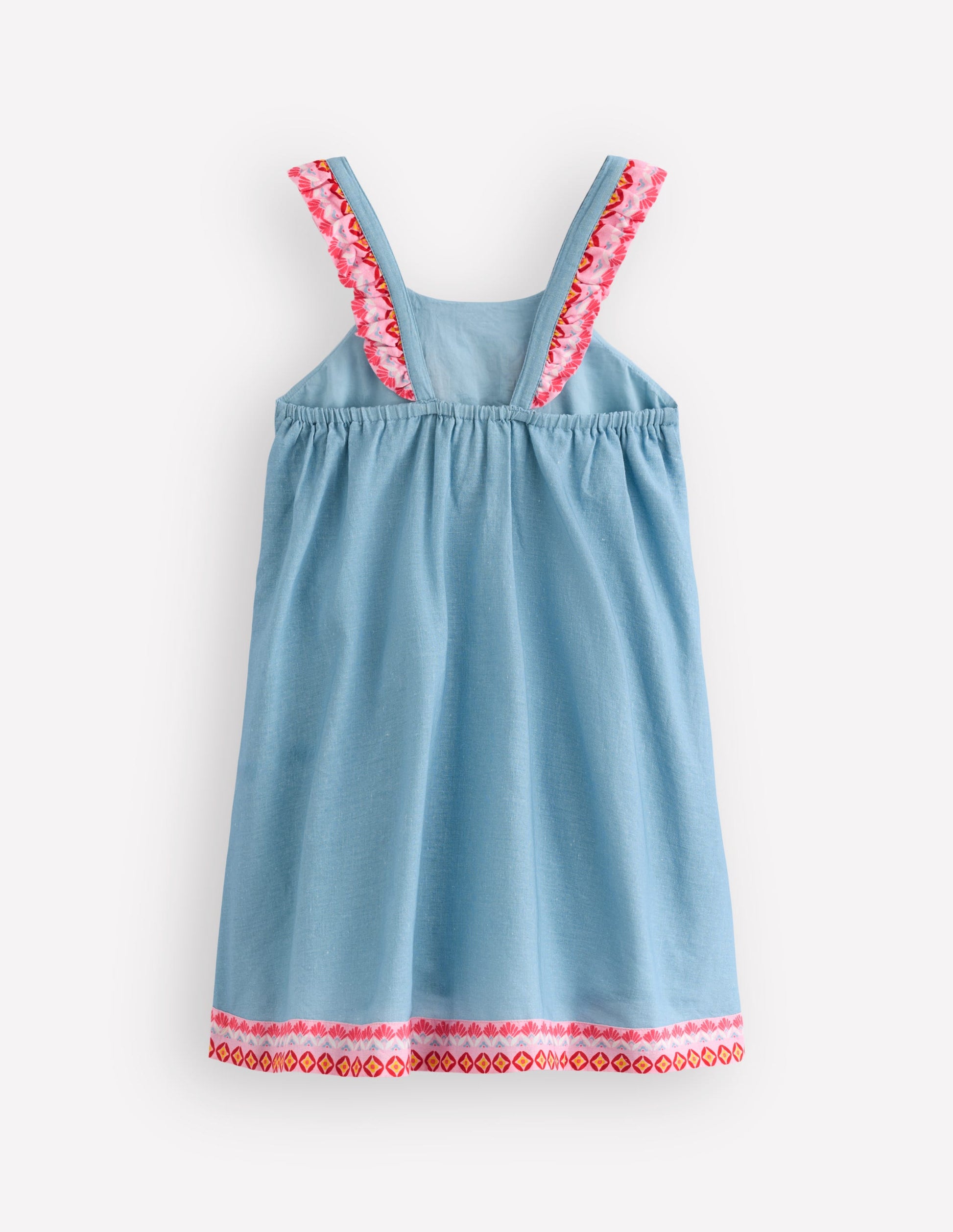 Ruffle Strap Sundress-Vintage Blue Floral Placement-2