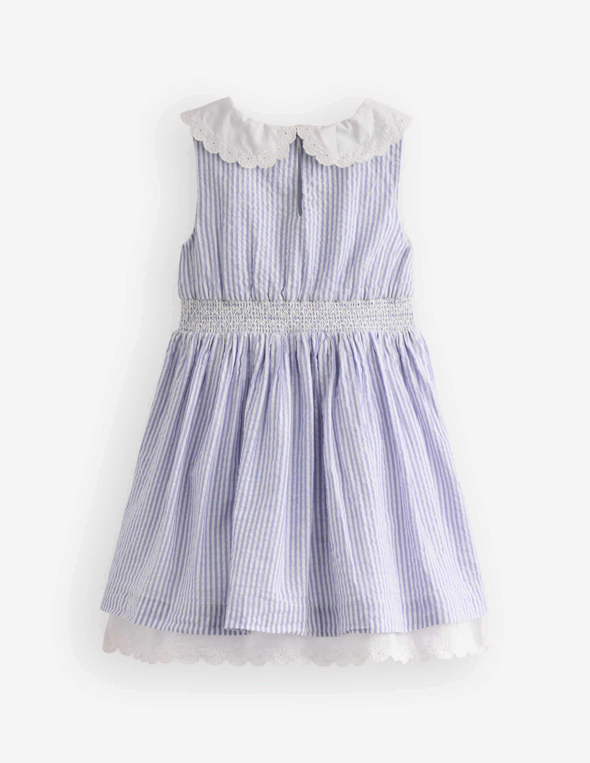 Nostalgic Broderie Dress-Salt Blue Ticking Stripe-2