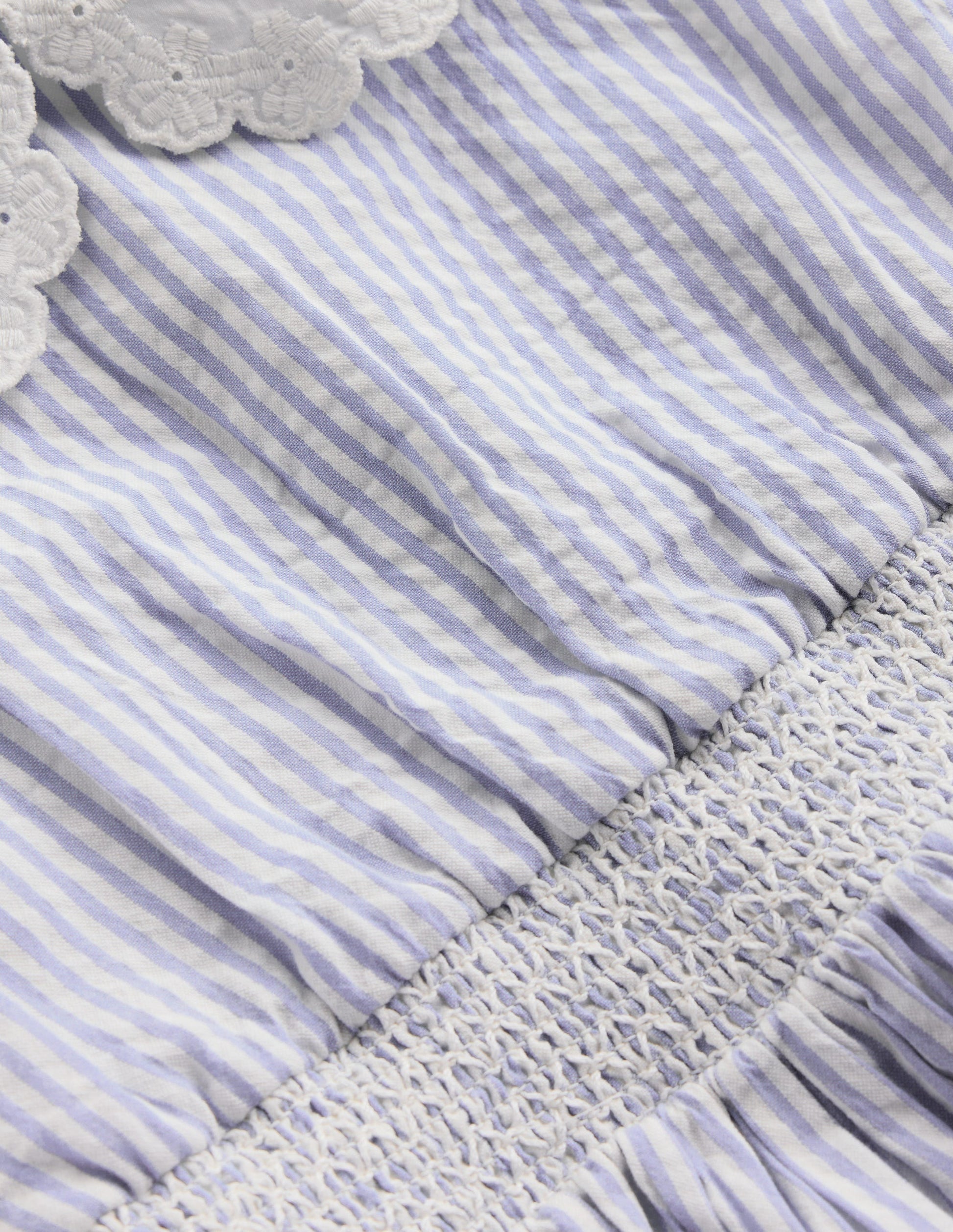Nostalgic Broderie Dress-Salt Blue Ticking Stripe-3