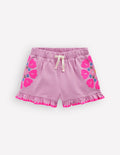 Embroidered Jersey Shorts-Pink Punch Embroidery