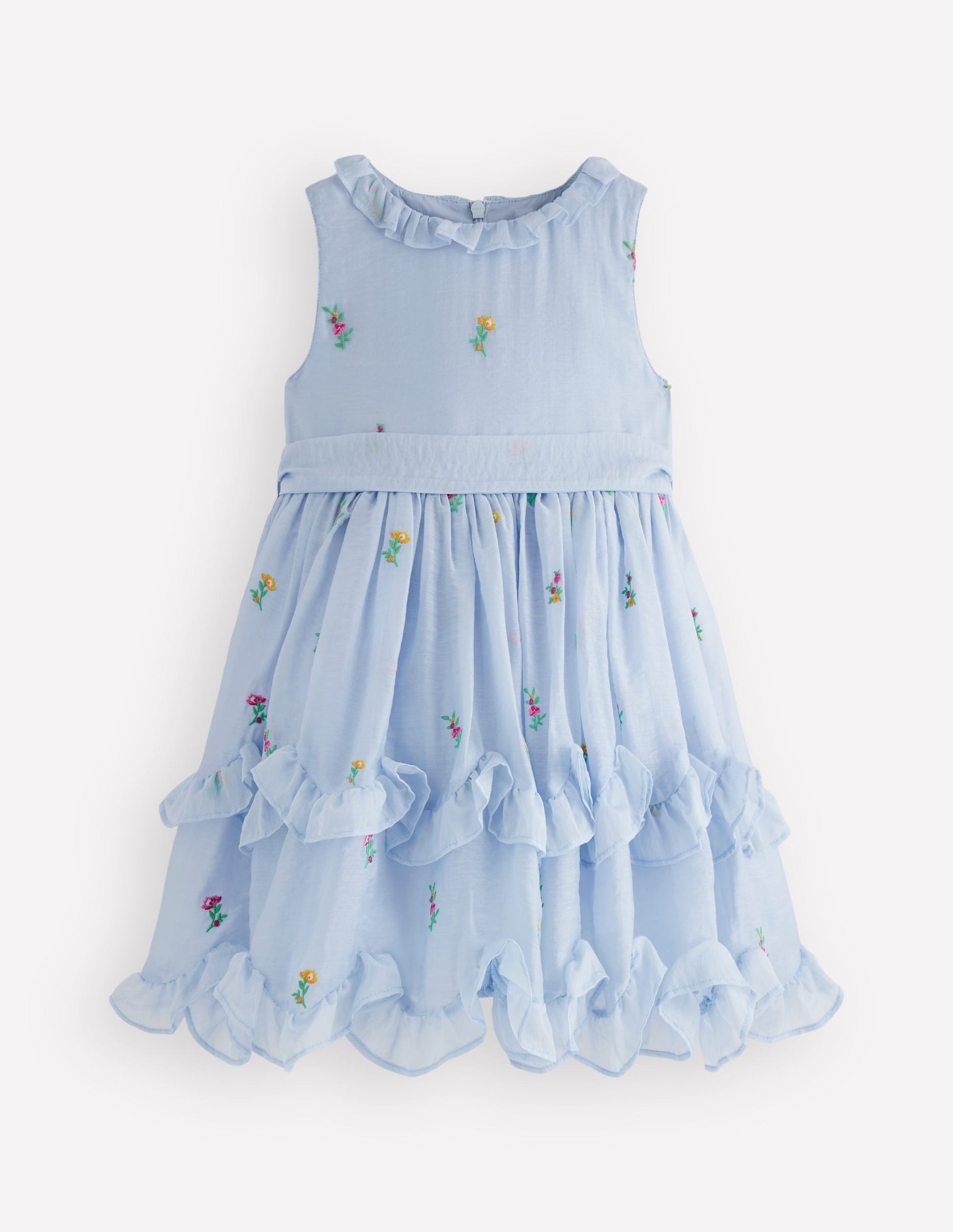 Boden Girls Tiered Ruffle Occasion Dress in Blue Boden Girls Tiered Ruffle Occasion Dress in Blue