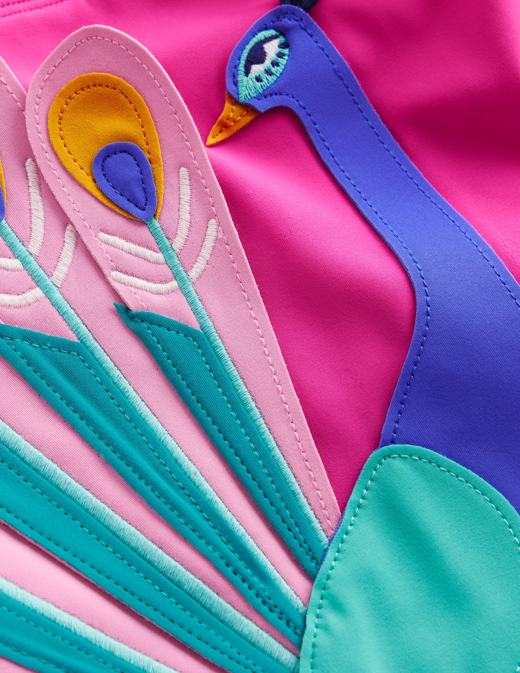 Appliqué Swimsuit-Pink Peacock - Image 4