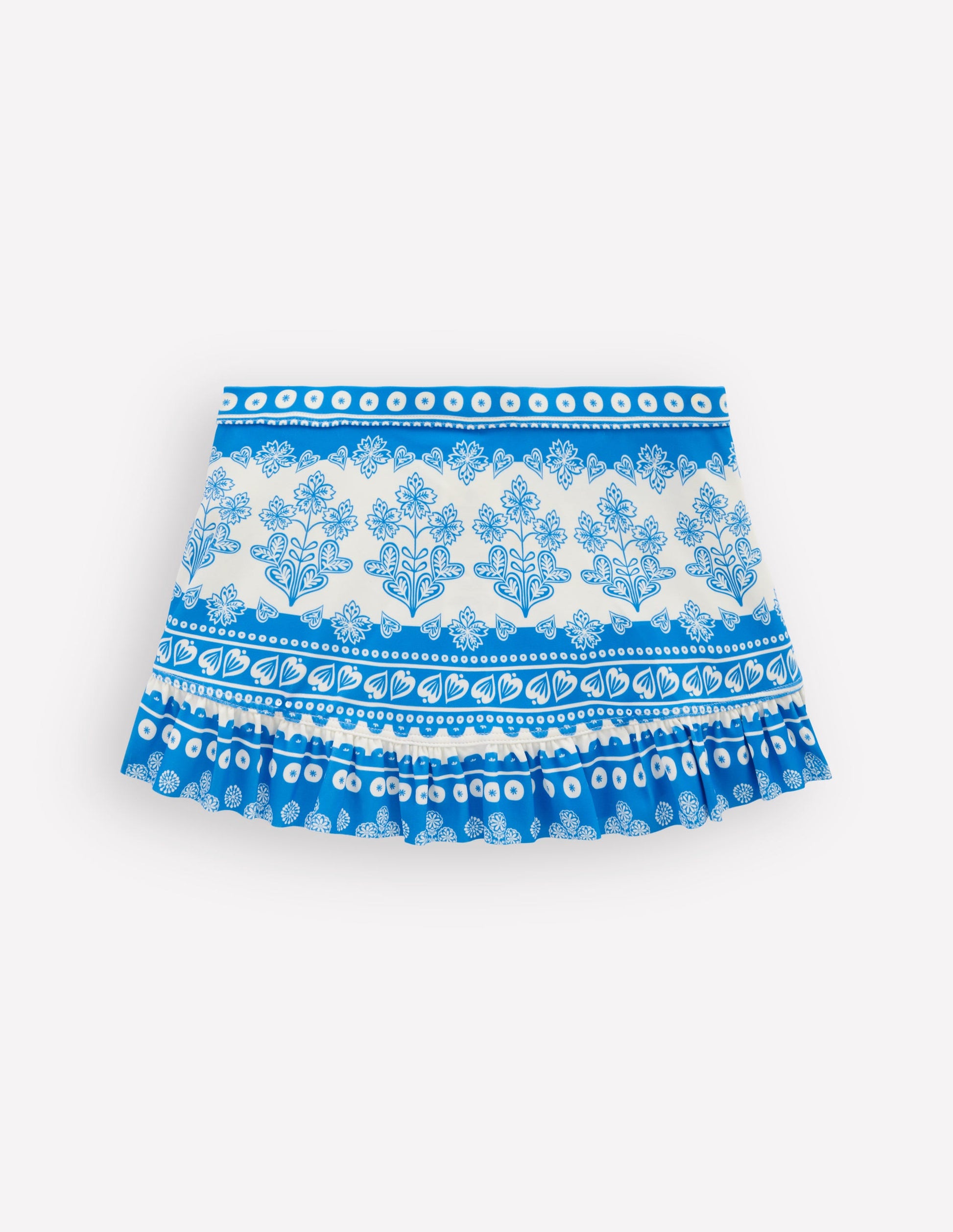 Swim Skirt-Azure Blue Woodblock-2