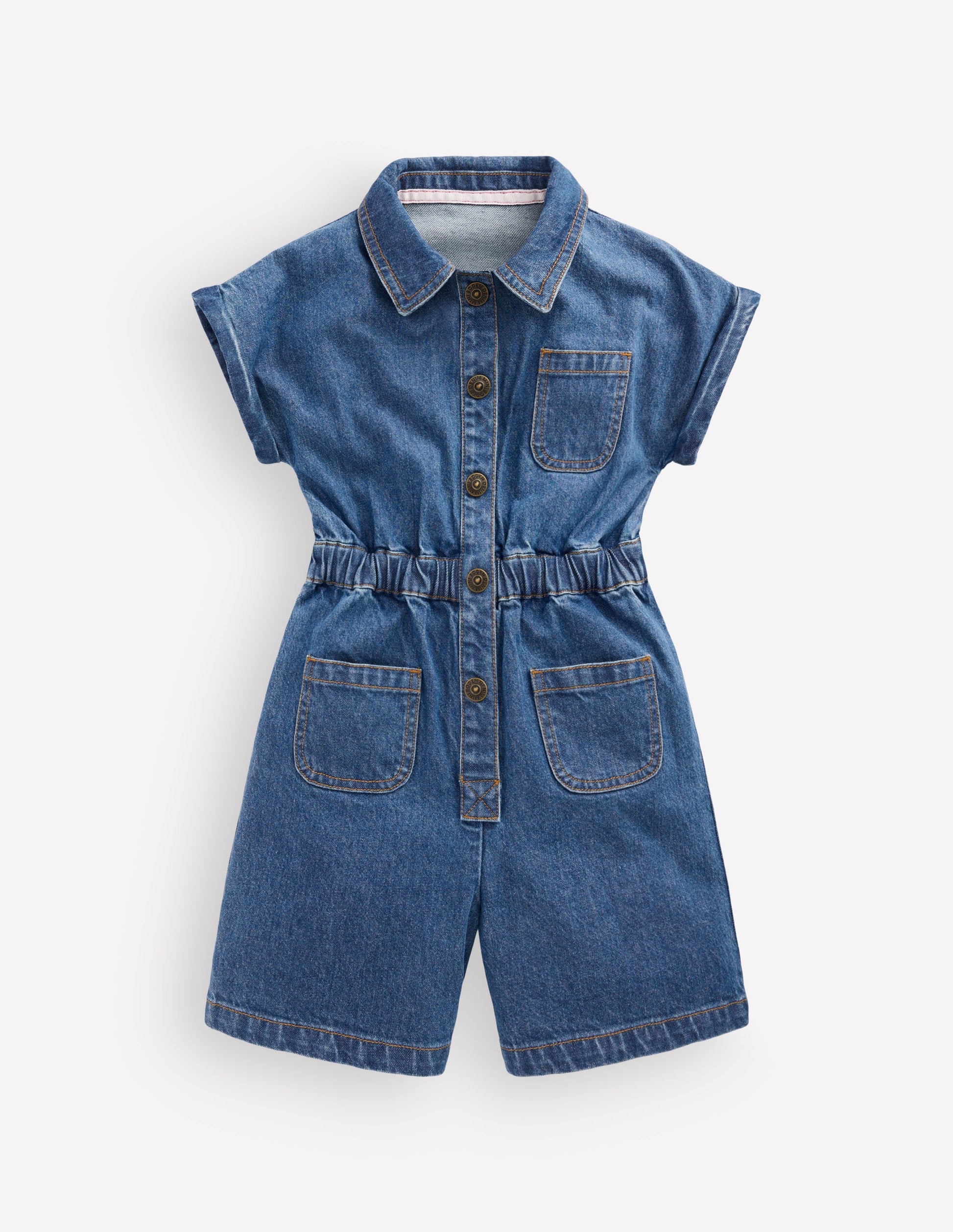 Embroidered Playsuit-Mid Vintage Embroidered Denim-1