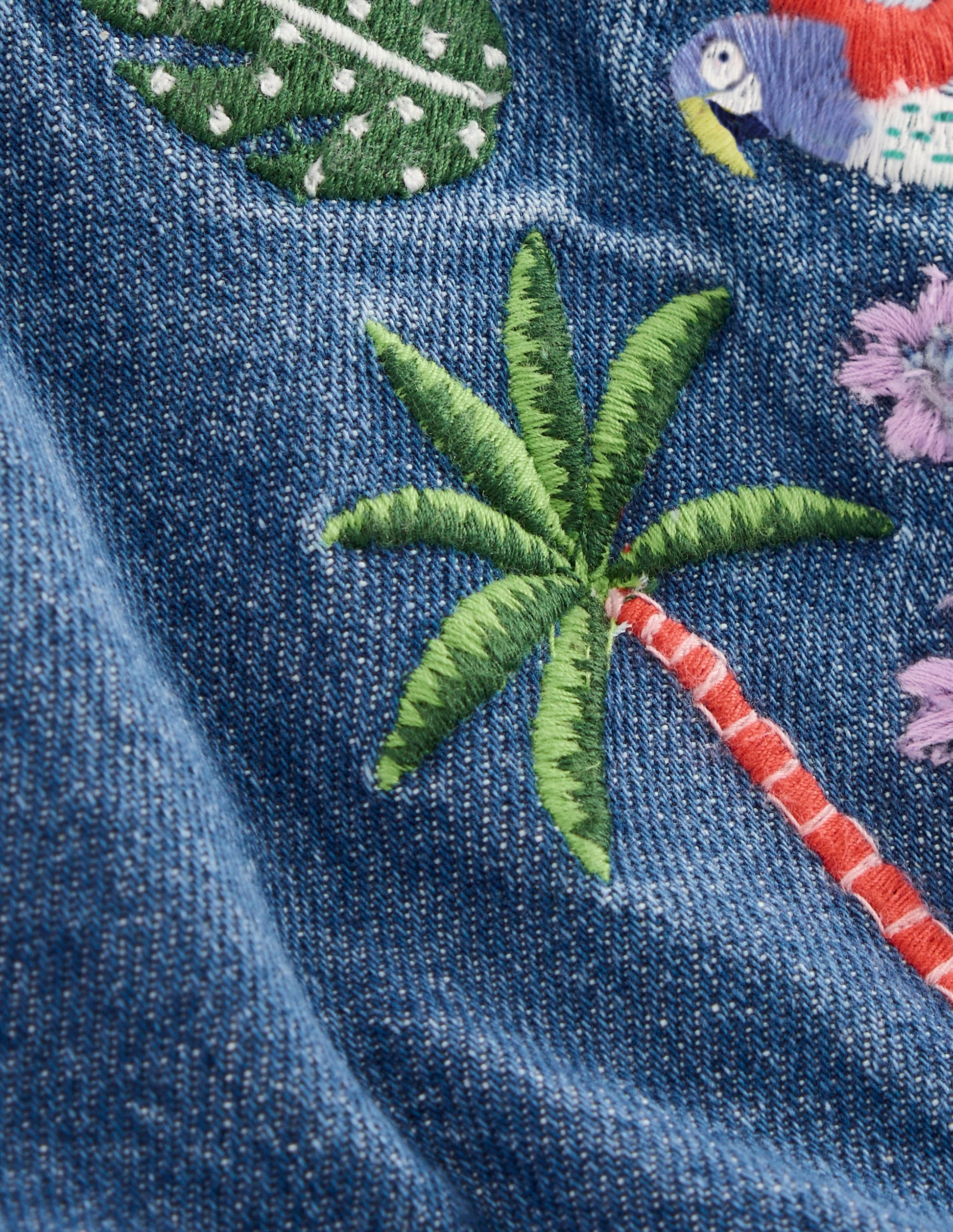 Embroidered Playsuit-Mid Vintage Embroidered Denim-4