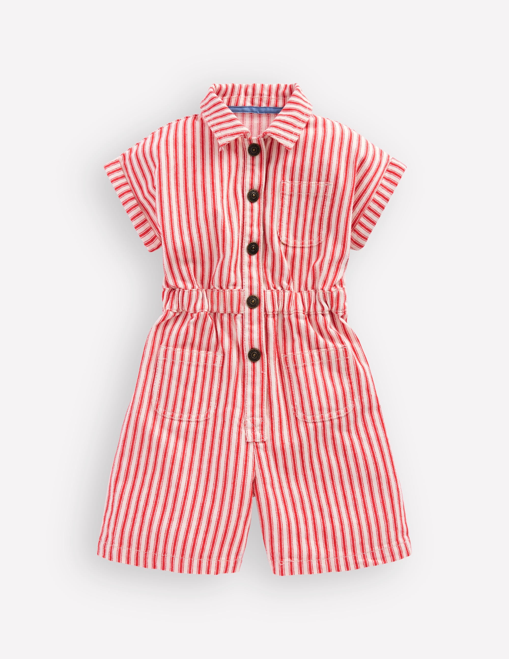 Embroidered Playsuit-Red Stripe - Image 1