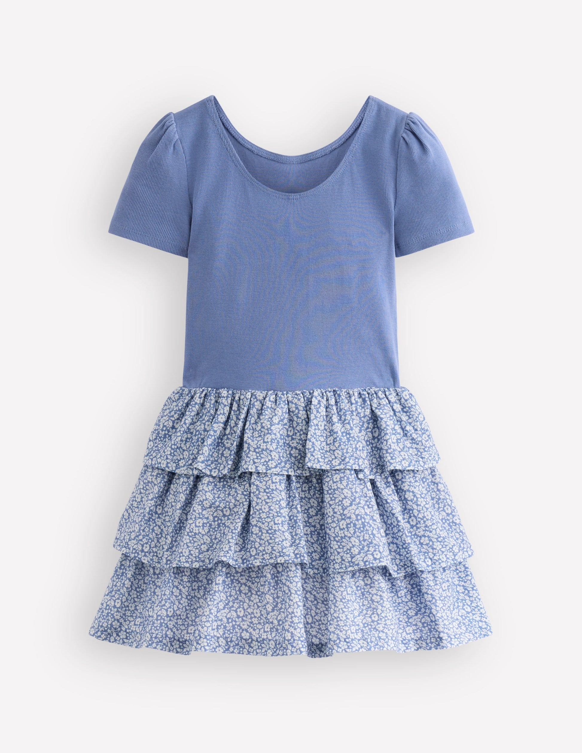 Short Sleeve Jersey RaRa Dress-Serenity Blue Ditsy Floral-2