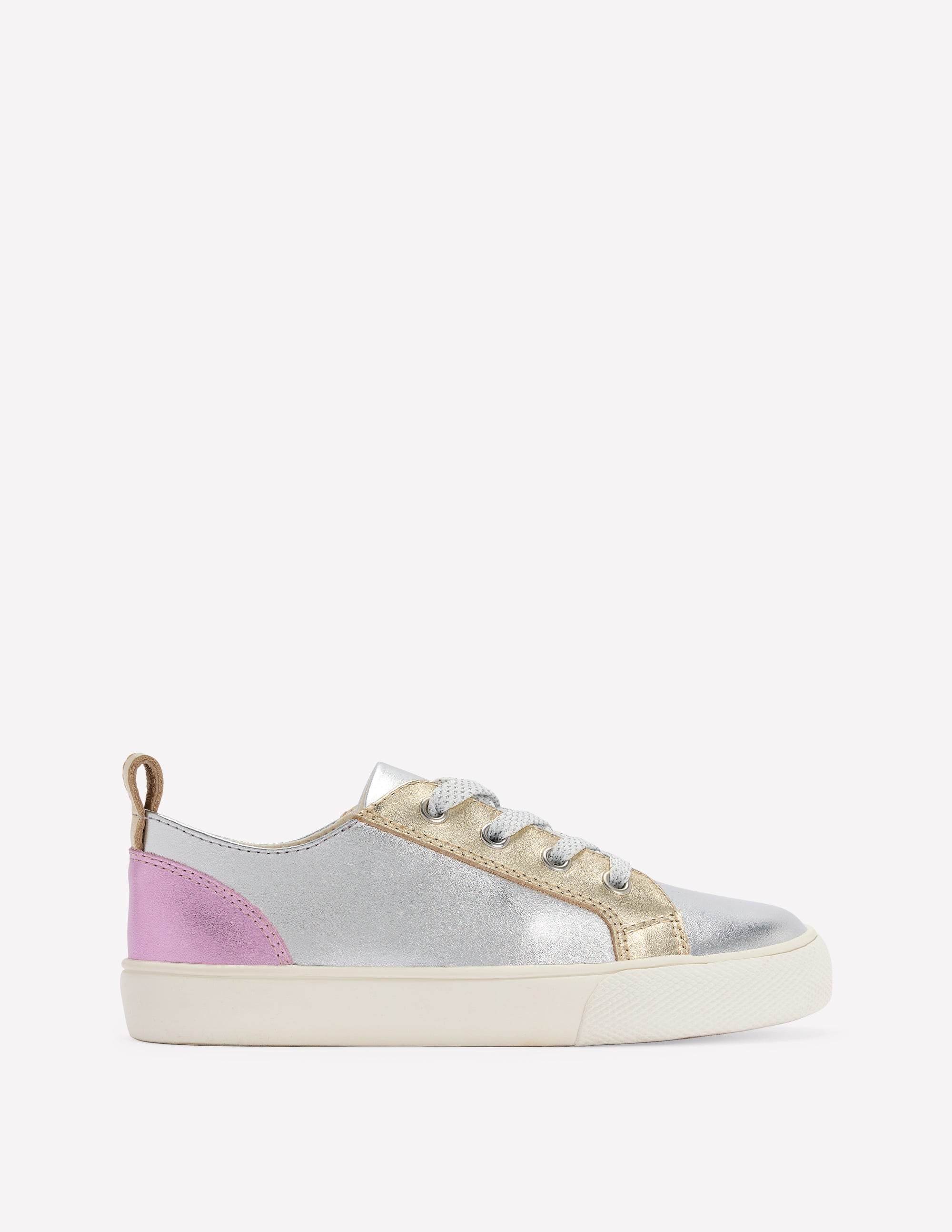 Leather Metallic Low Tops - Metallic | Boden USA