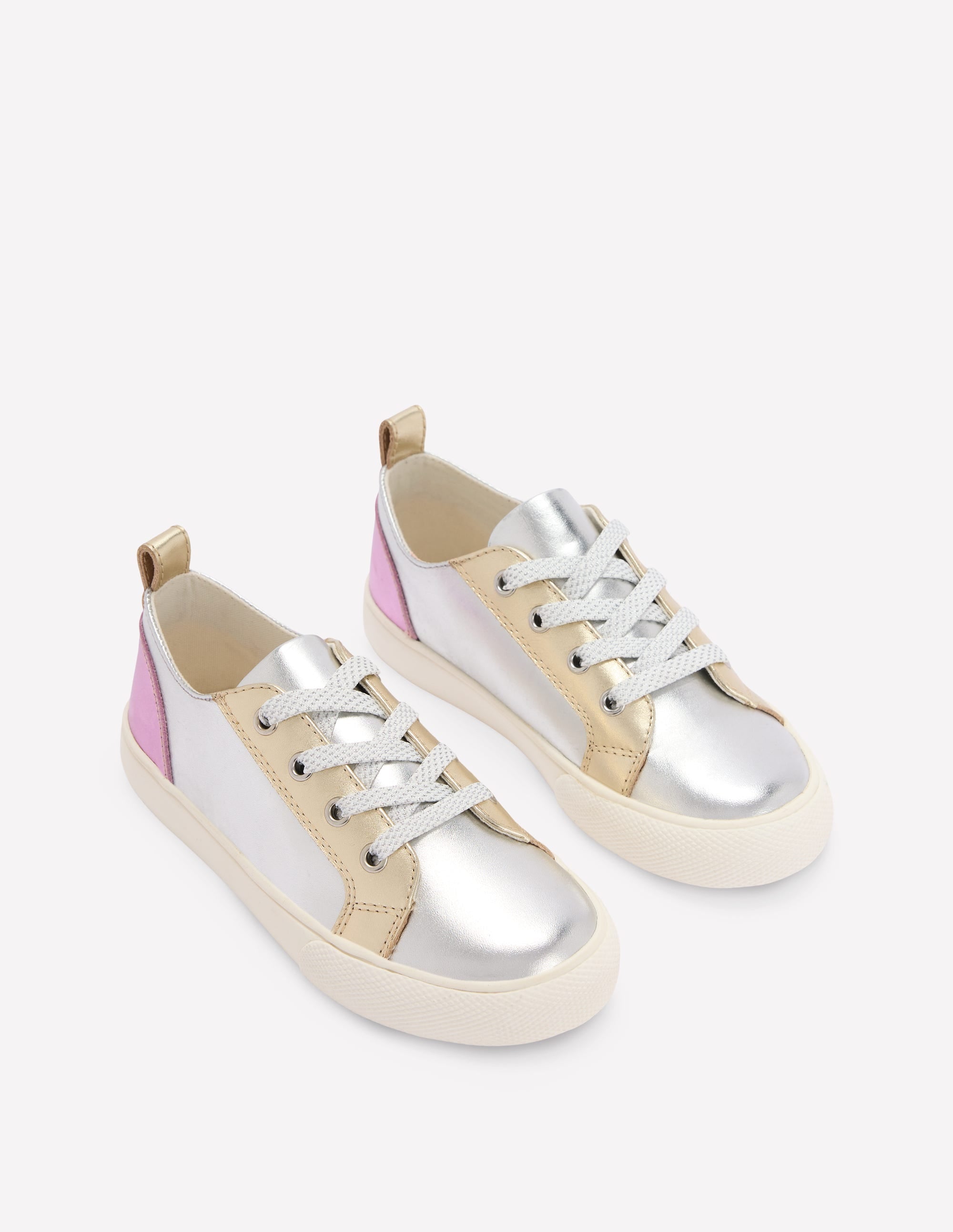 Leather Metallic Low Tops - Metallic | Boden USA