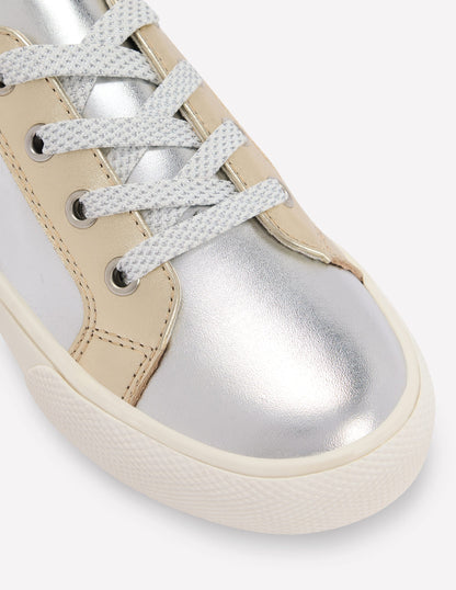 Leather Metallic Low Tops-Metallic-3