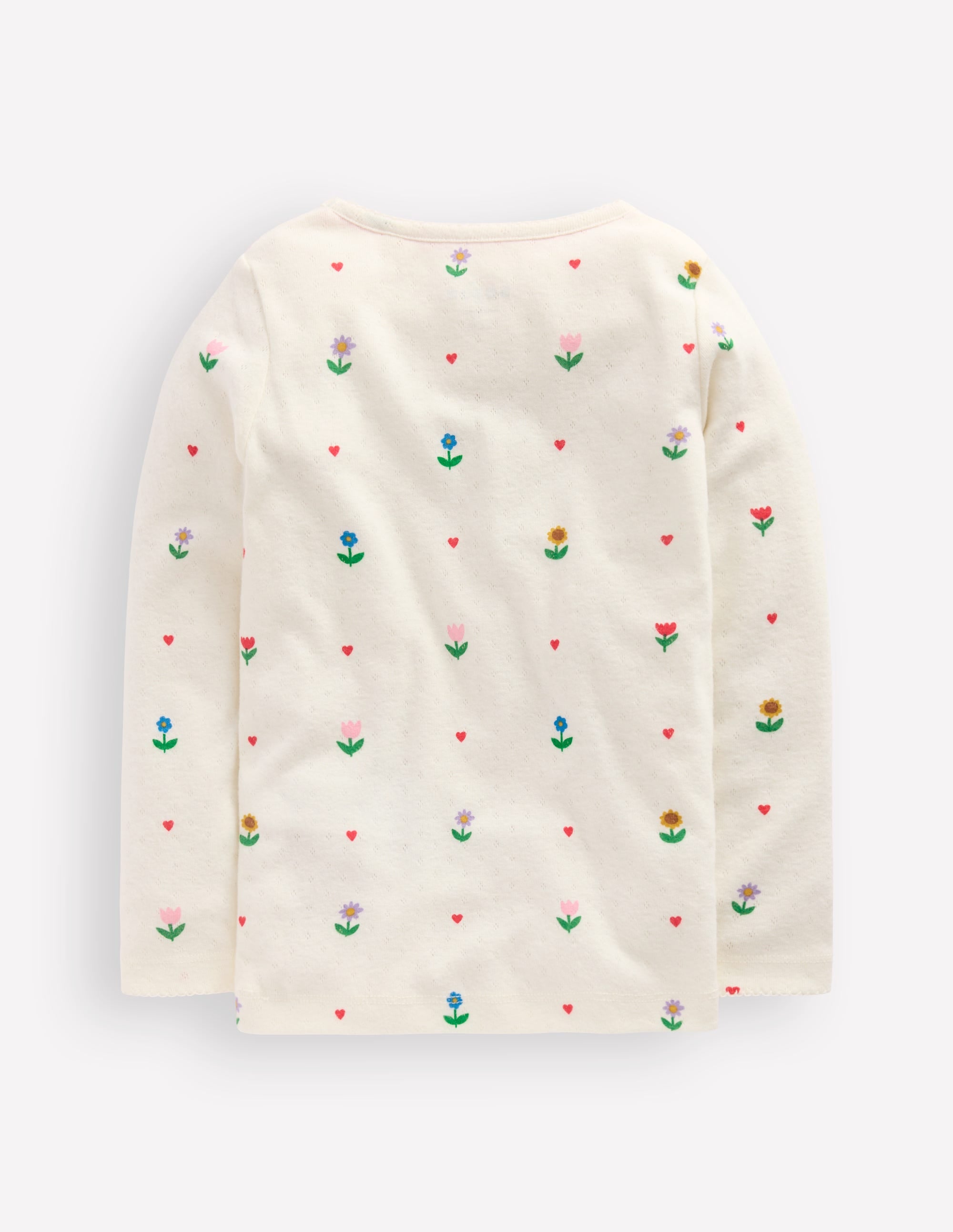 Long Sleeve Pointelle Top-Ivory Sunflower Garden - Image 2