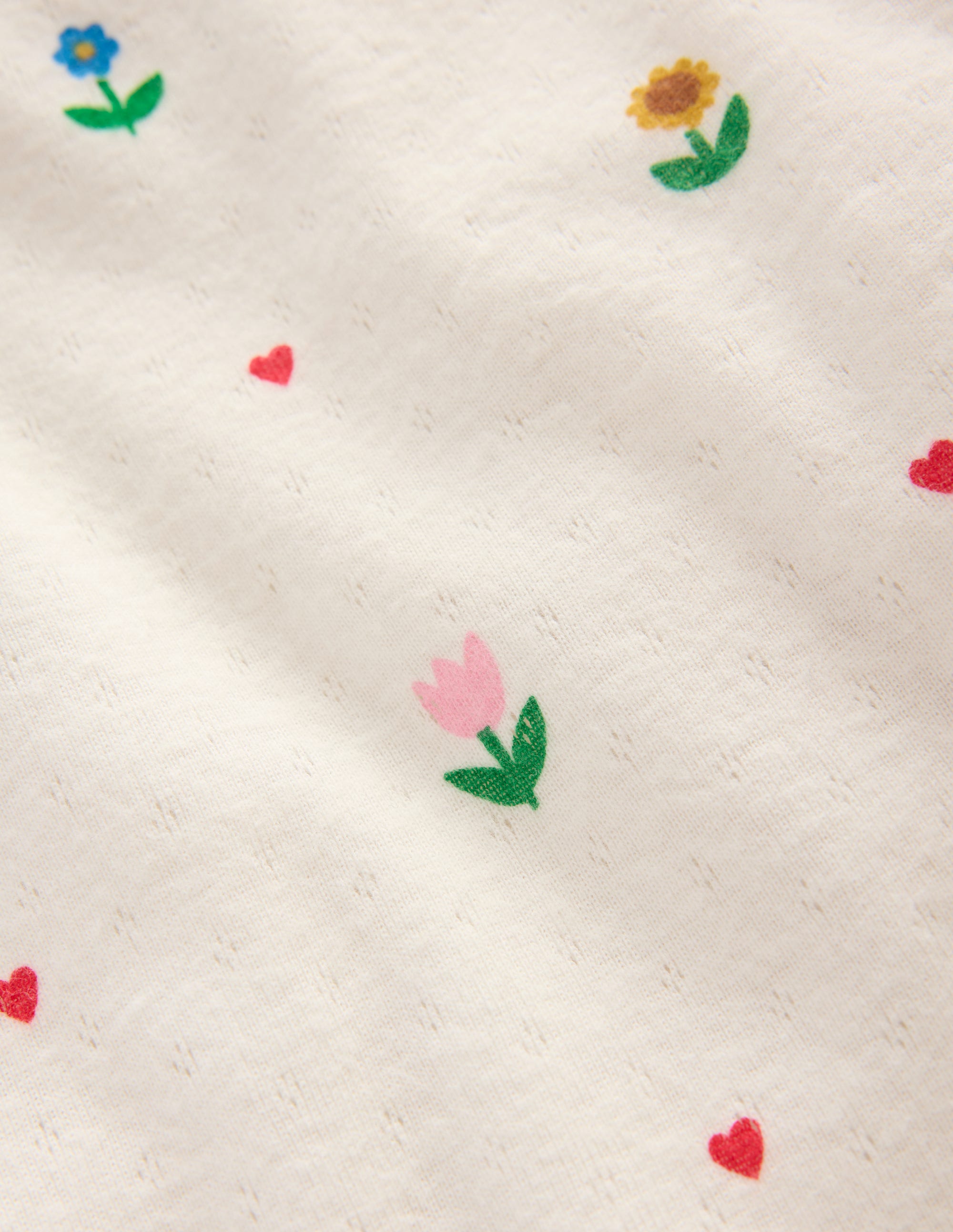 Long Sleeve Pointelle Top-Ivory Sunflower Garden - Image 3