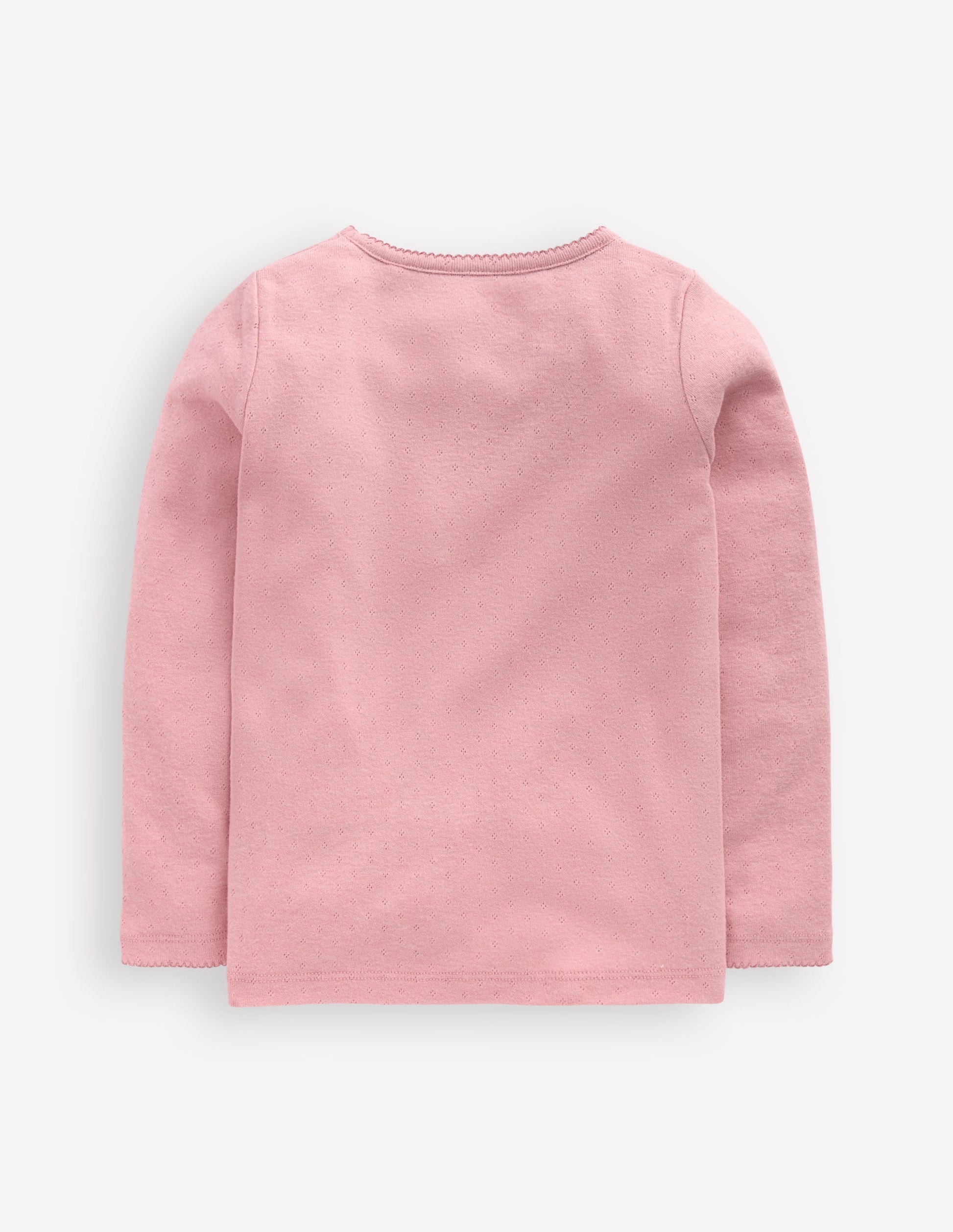Long Sleeve Pointelle Top-Pink-2