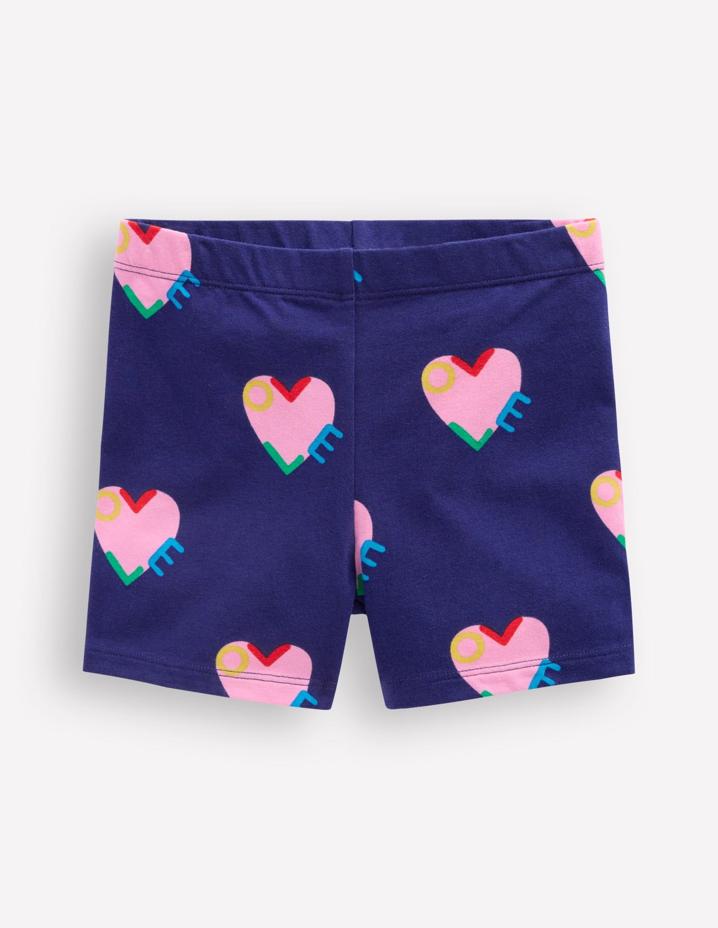 Cartwheel Shorts-Navy Love Hearts