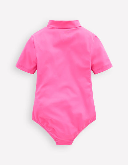 Short-sleeved Swimsuit-Cinnamon Red Sixties Sunrise-2