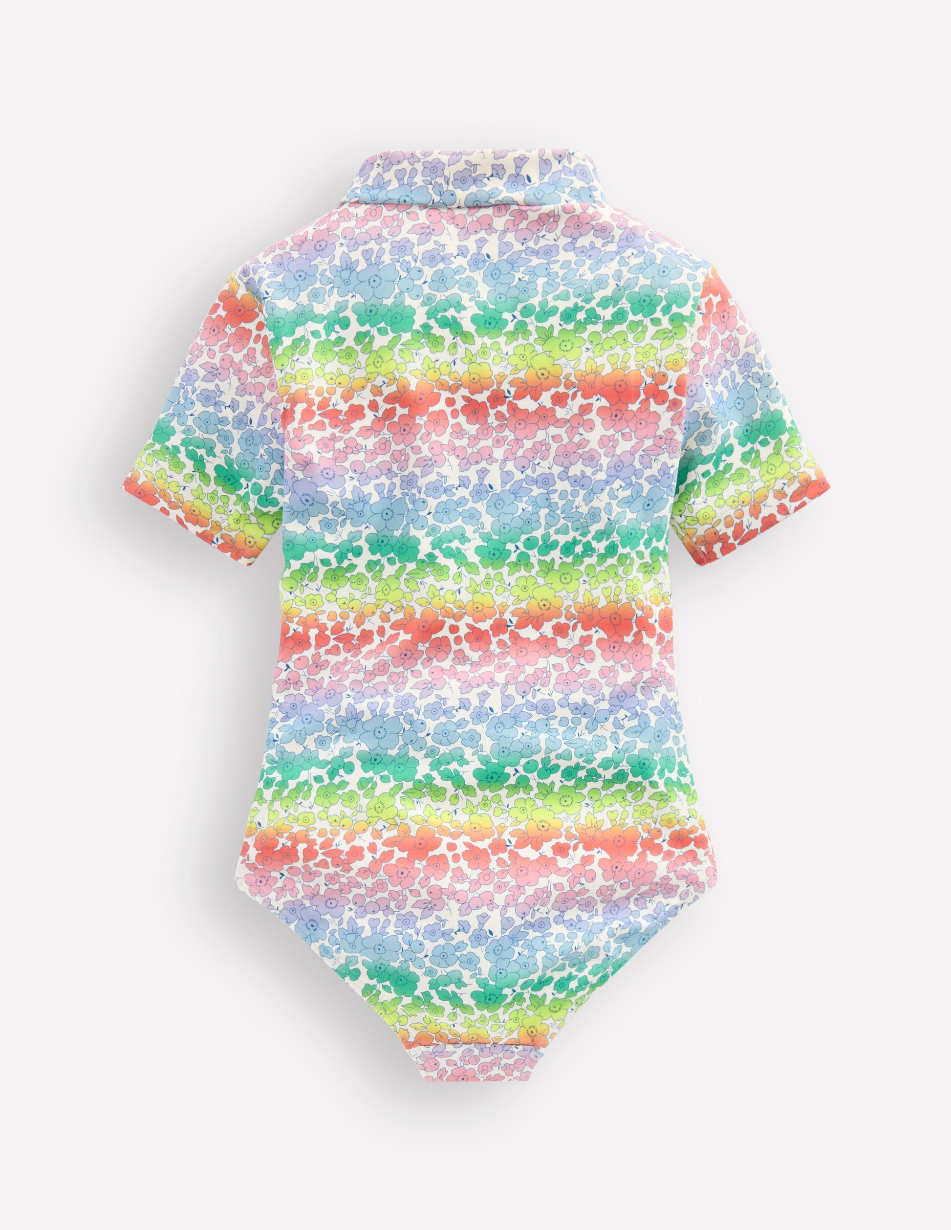 Short-sleeved Swimsuit-Rainbow Ombre Flowerbed-2