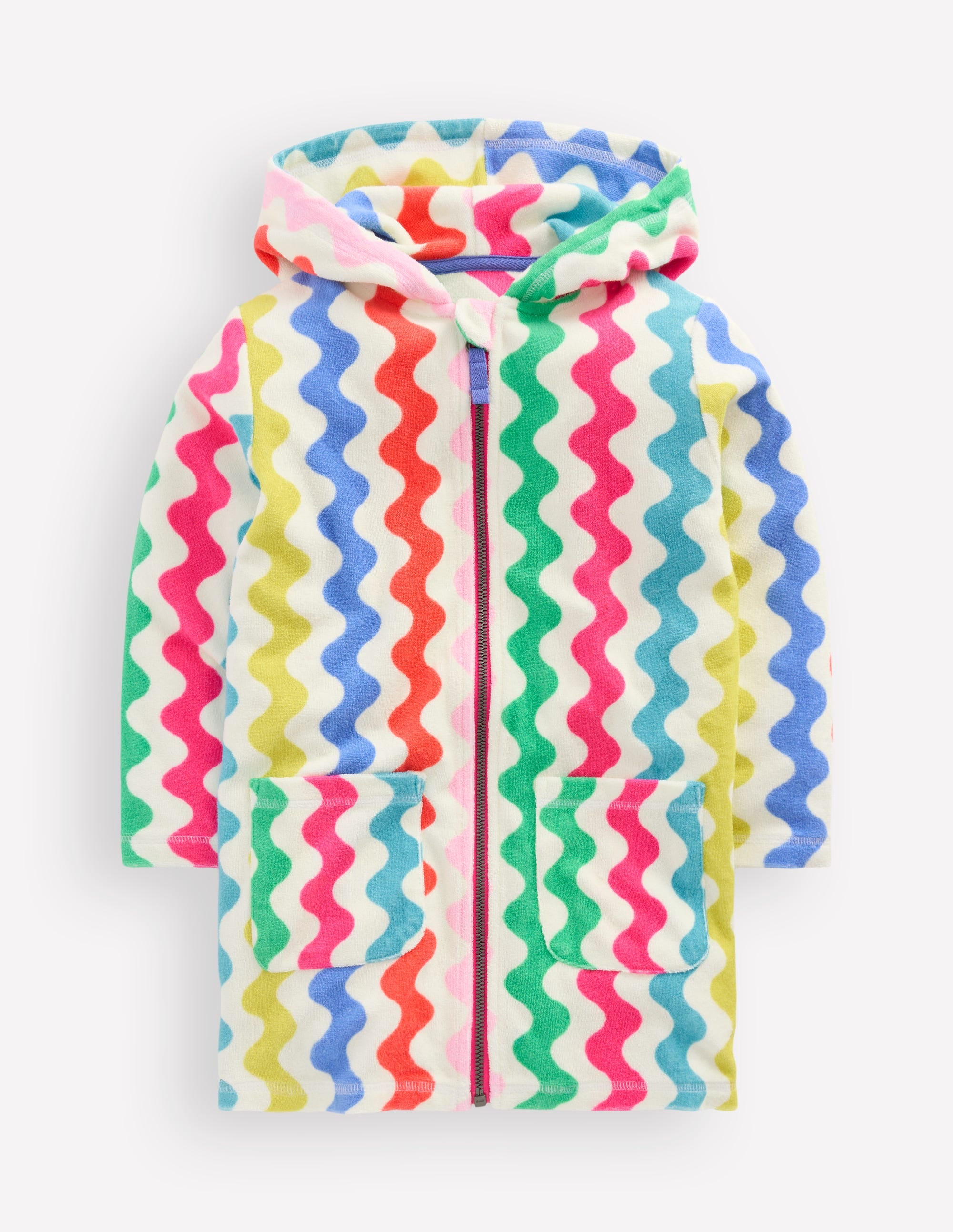 Romie Towelling Zip Throw-On-Multi Rainbow Wave | Boden USA