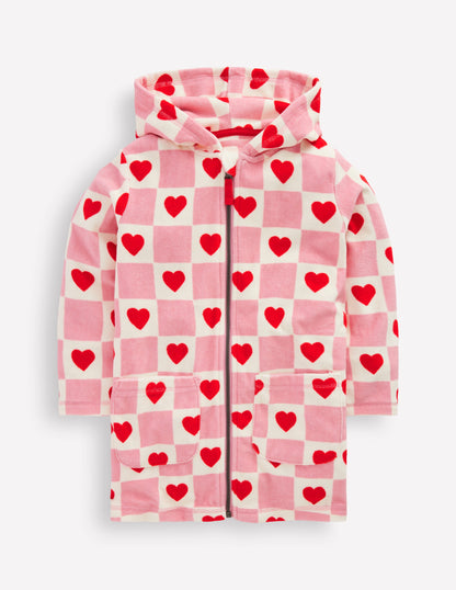 Romie Towelling Zip Throw-On-Bubblegum Pink Heart Stamp-2