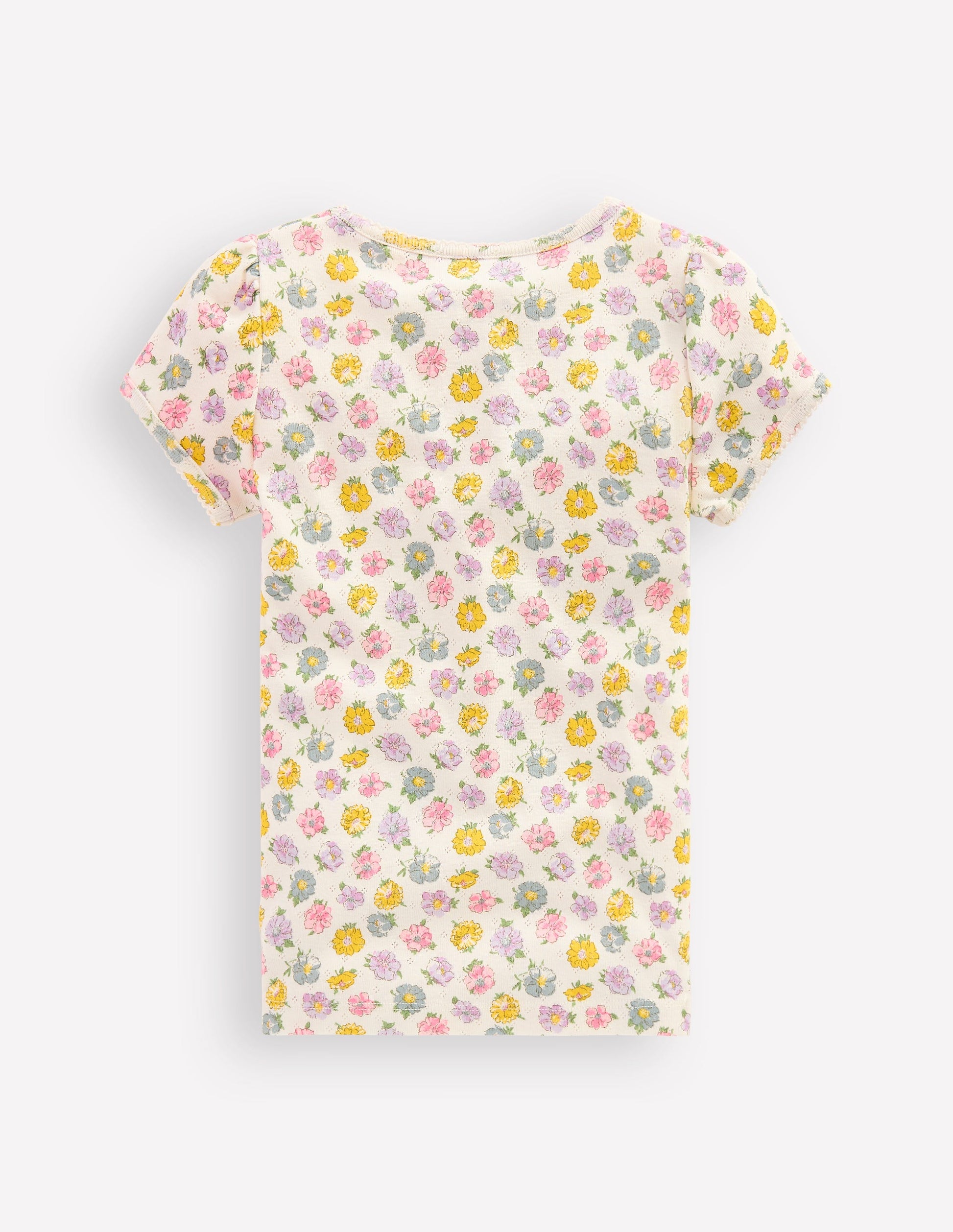 Short Sleeve Pointelle Top-Ivory Spaced Rosa-2