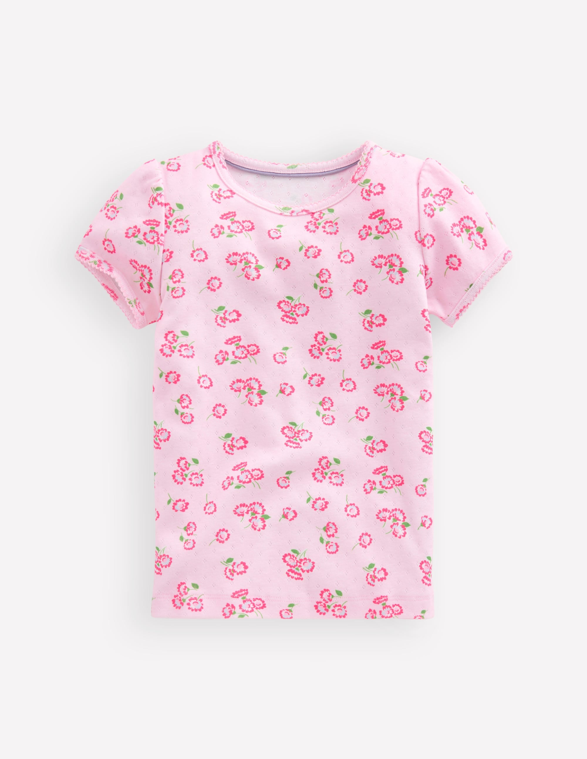 Short Sleeve Pointelle Top-Lotus Daisy - Image 1
