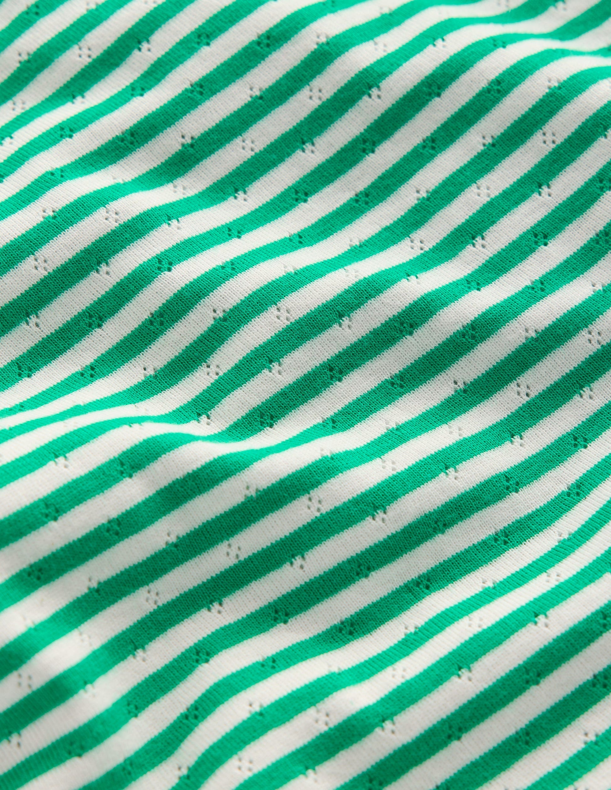Short Sleeve Pointelle Top-Green/Ivory Stripe-3