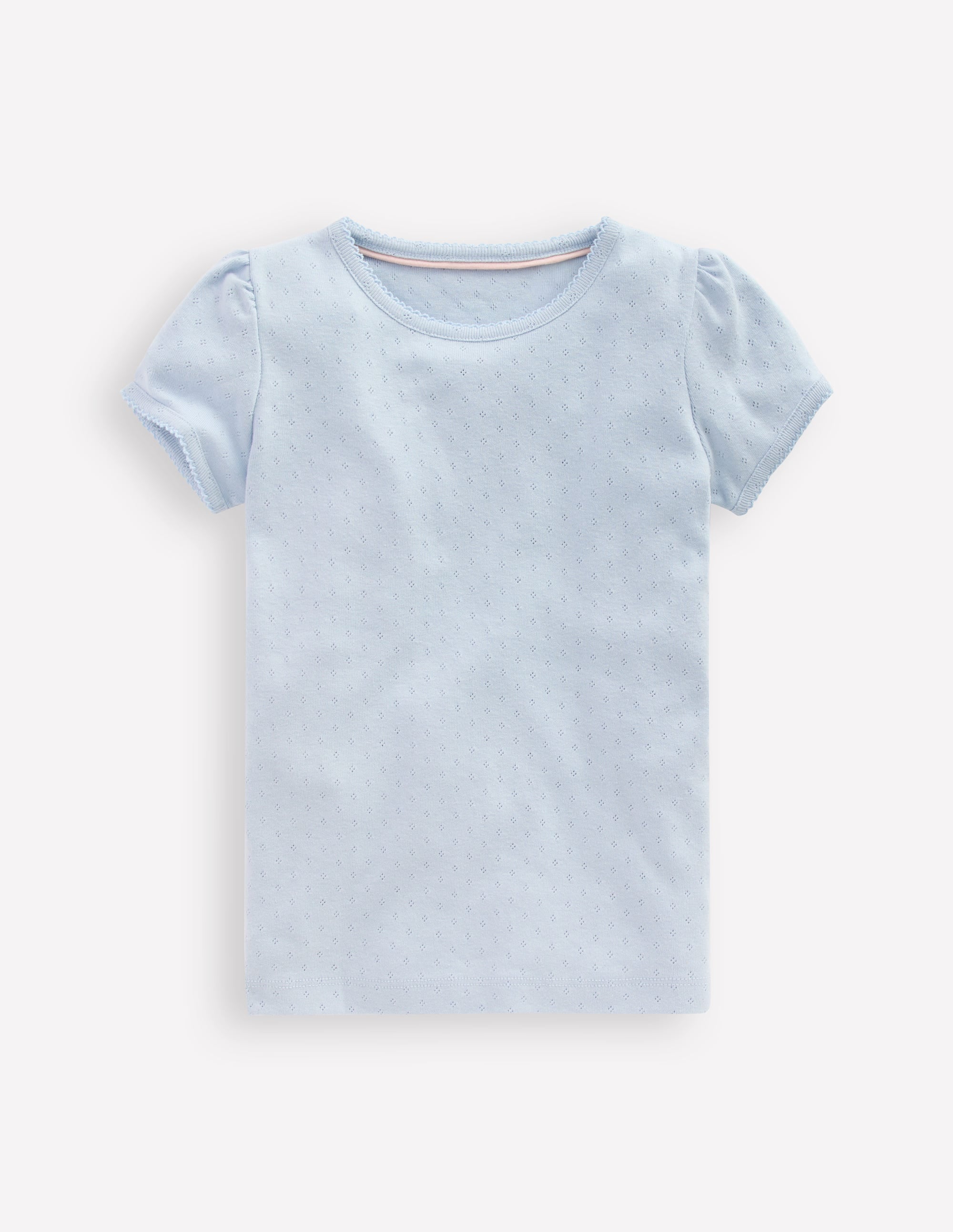 Short Sleeve Pointelle Top-Blue - Image 1