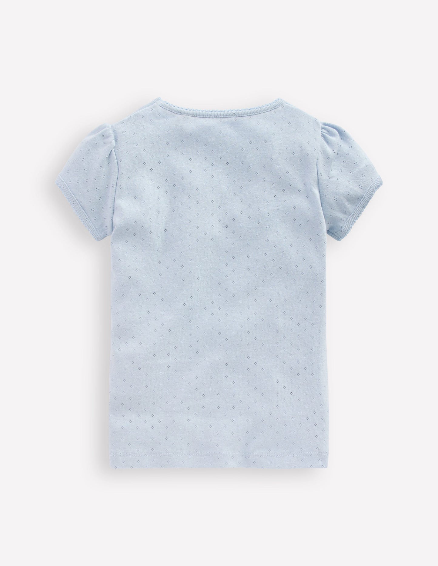 Short Sleeve Pointelle Top-Blue