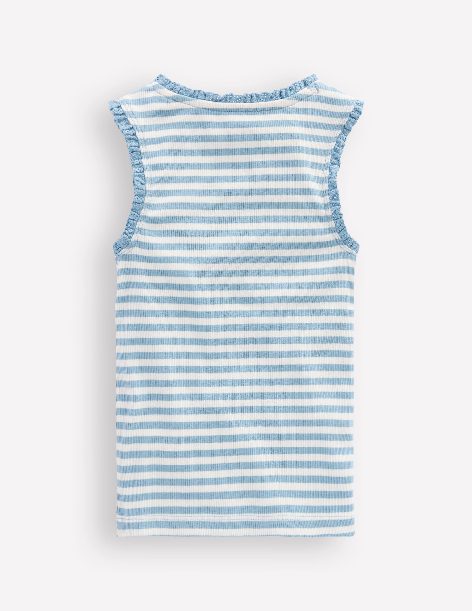 Ribbed Lace Trim Tank - Glacier Blue Stripe | Boden USA