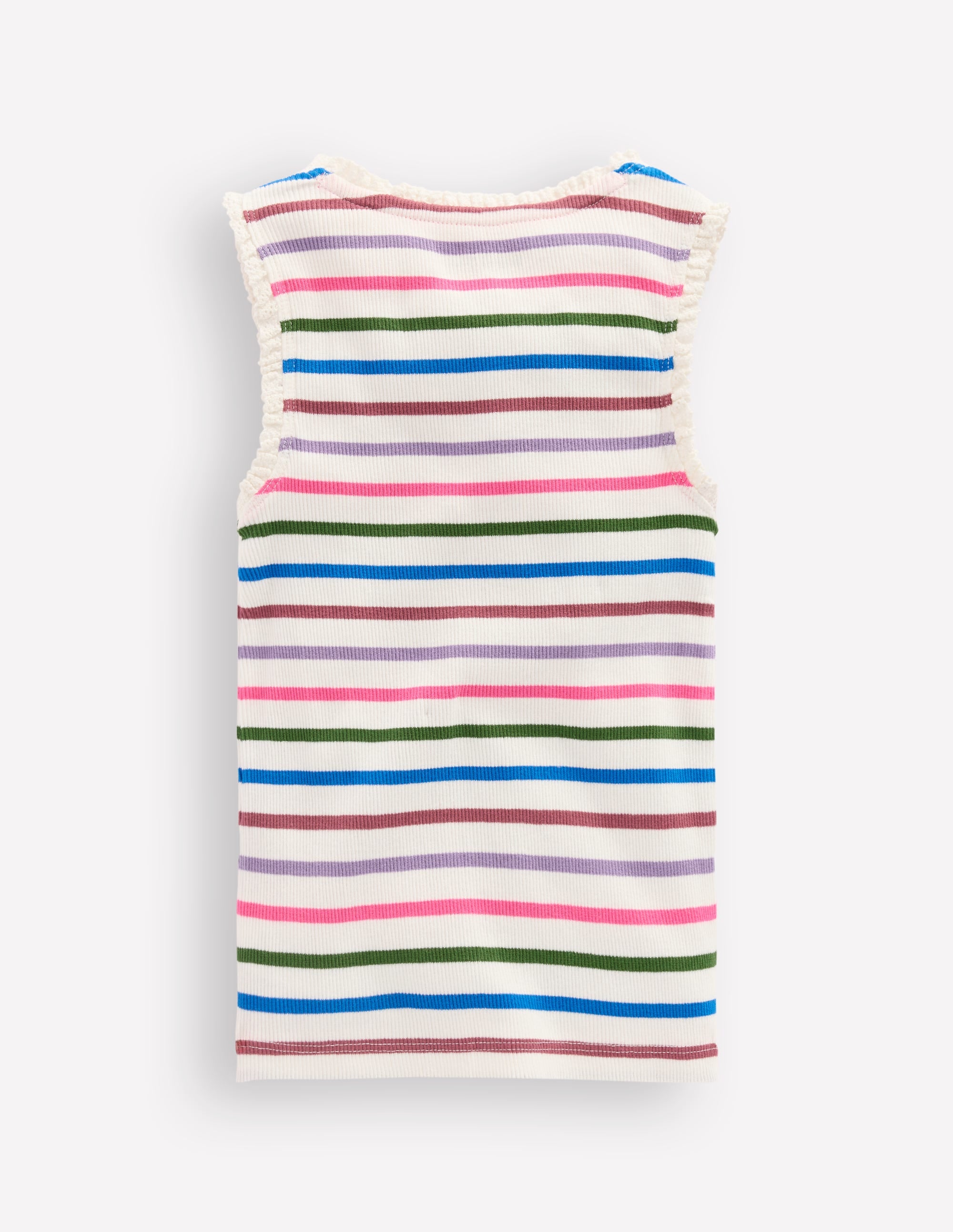 Ribbed Lace Trim Tank-Multi Stripe - Image 2