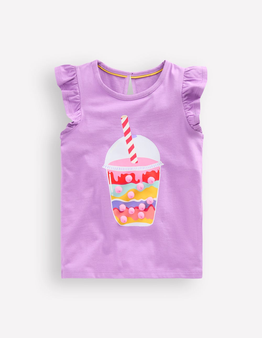 Short Sleeve Frill Logo Top-Purple Milkshake - Image 1