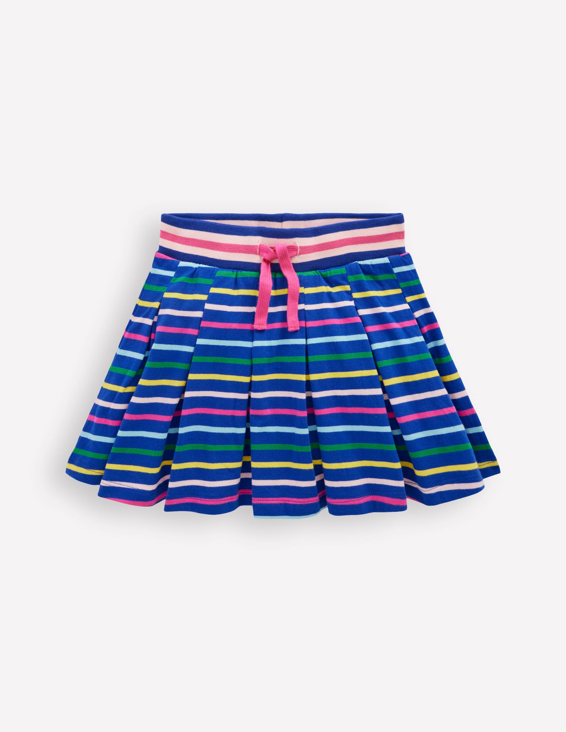Pleated Jersey Skort-Navy Rainbow Stripe-1