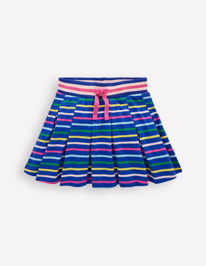 Pleated Jersey Skort-Navy Rainbow Stripe-1