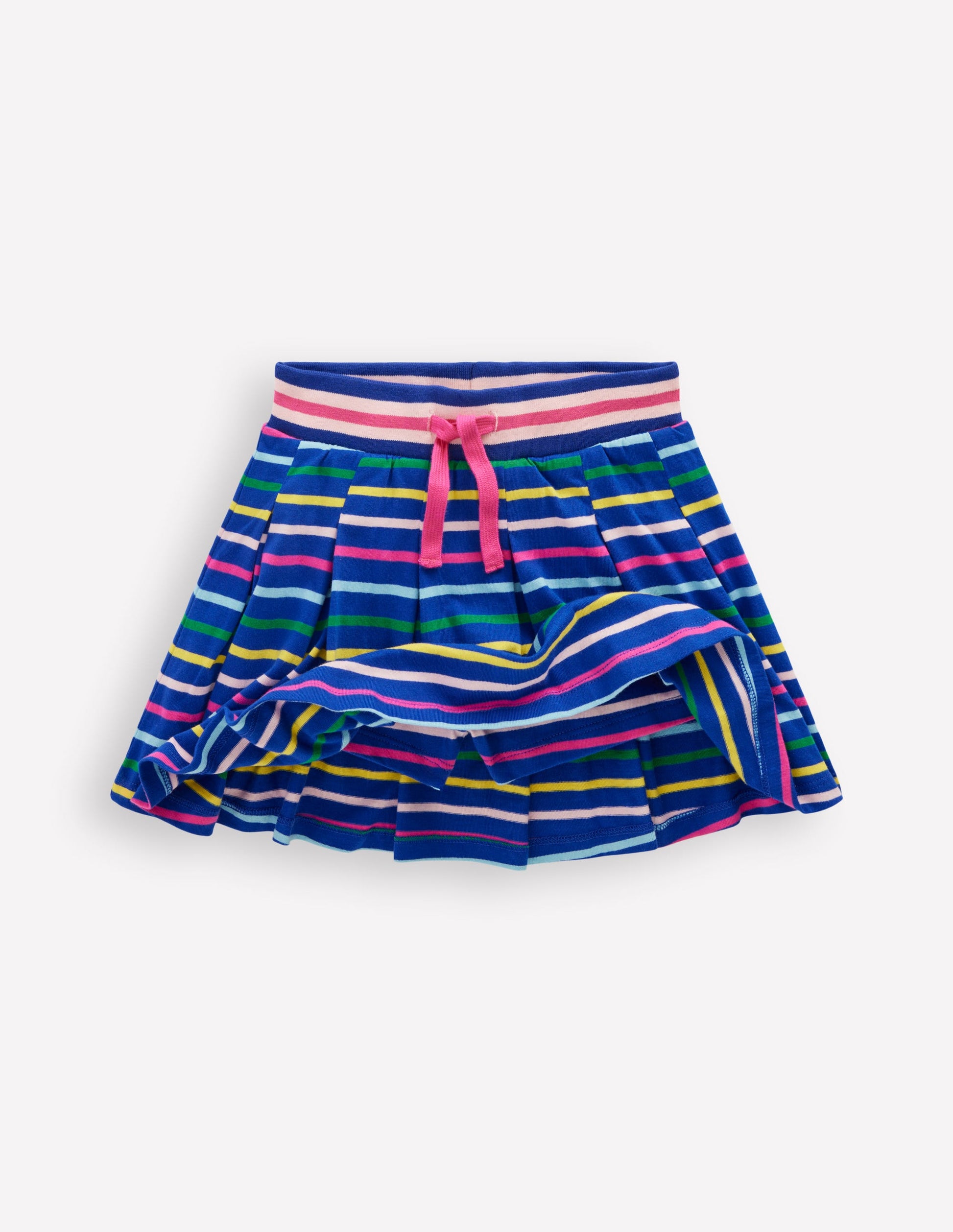 Pleated Jersey Skort-Navy Rainbow Stripe-4
