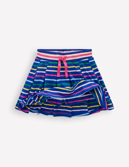 Pleated Jersey Skort-Navy Rainbow Stripe-4