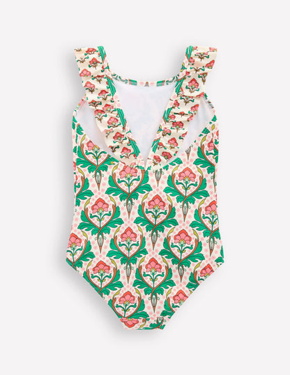 Hallie Frill Strap Swimsuit-Multi Woodblock Floral-2