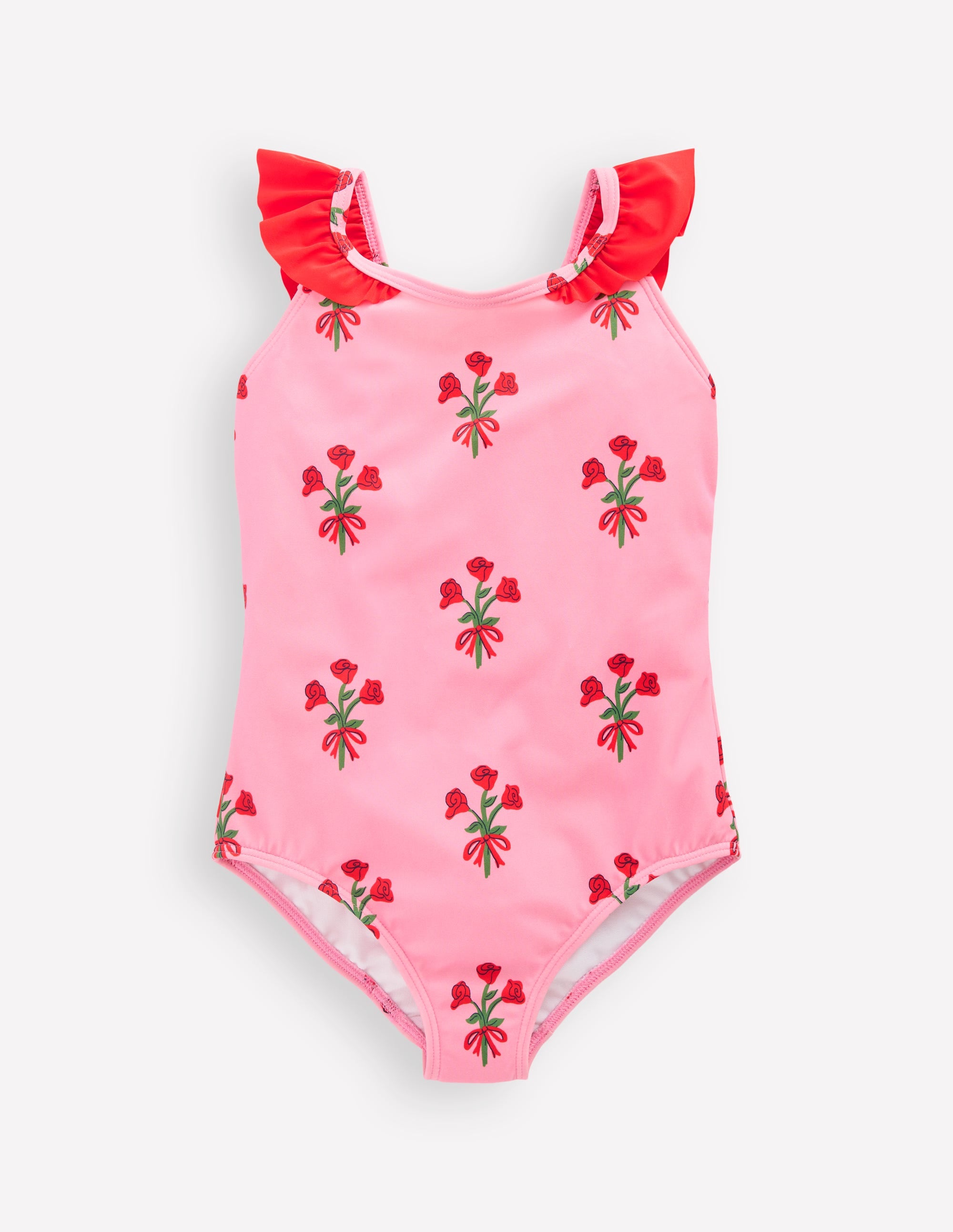 Hallie Frill Strap Swimsuit-Bubblegum Pink Posy - Image 1