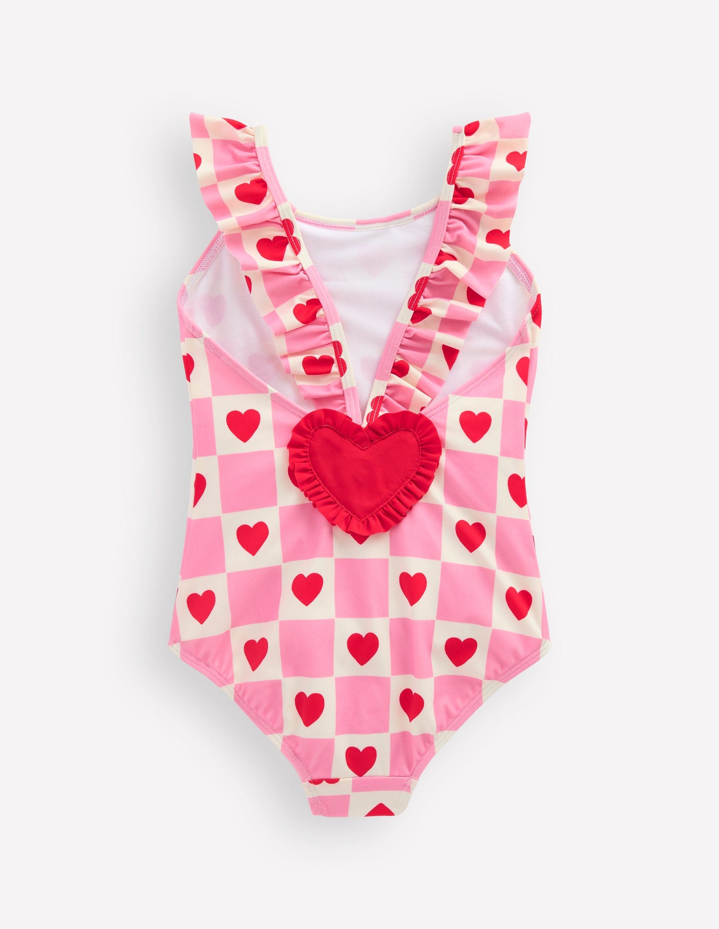Hallie Frill Strap Swimsuit-Bubblegum Pink Heart Stamp