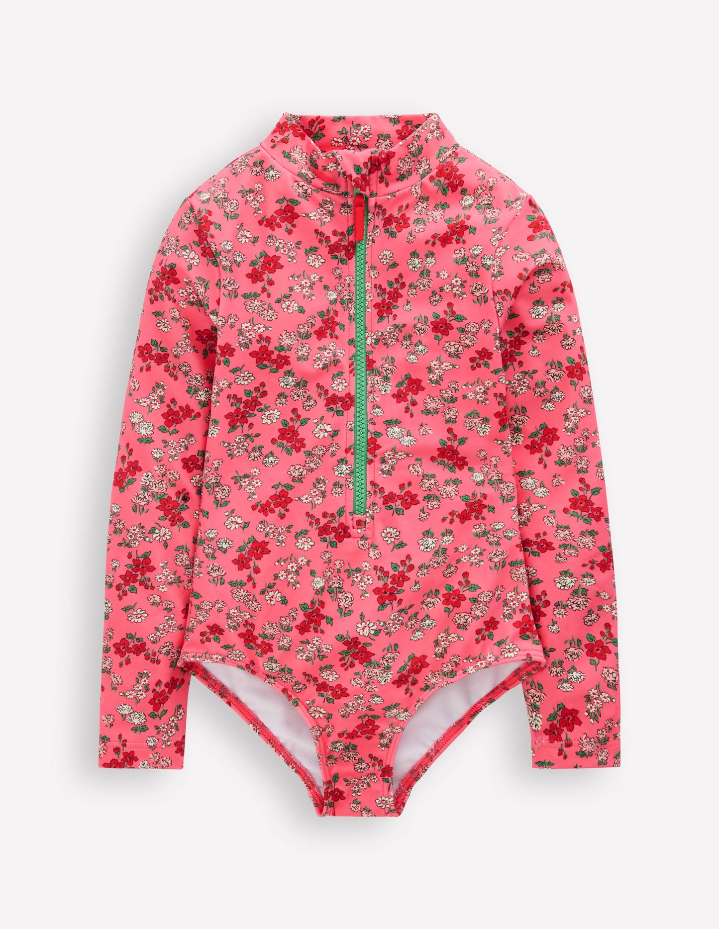 Long-Sleeved Swimsuit-Salmon Pink Meadow Floral