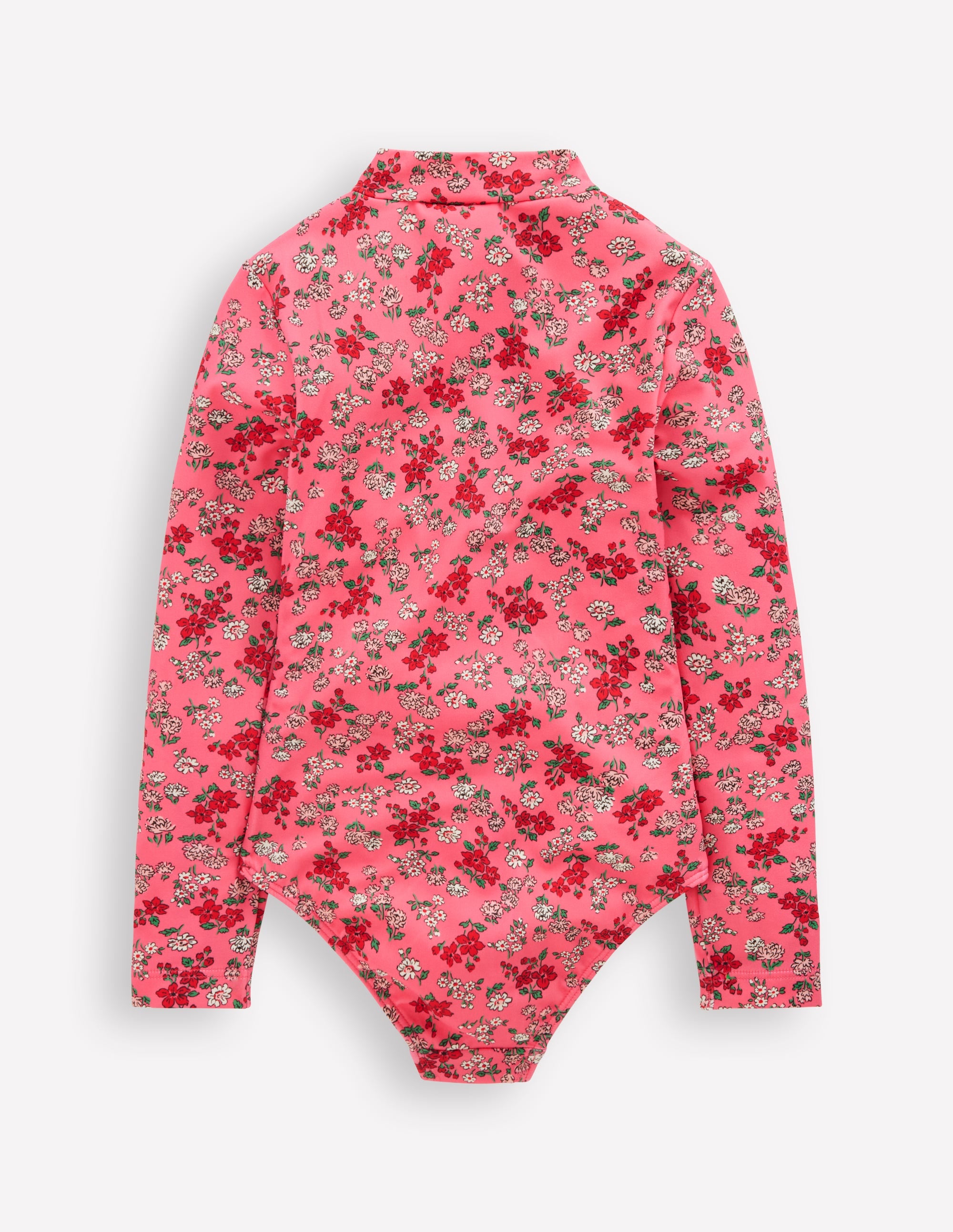Long-sleeved Swimsuit-Salmon Pink Meadow Floral - Image 2